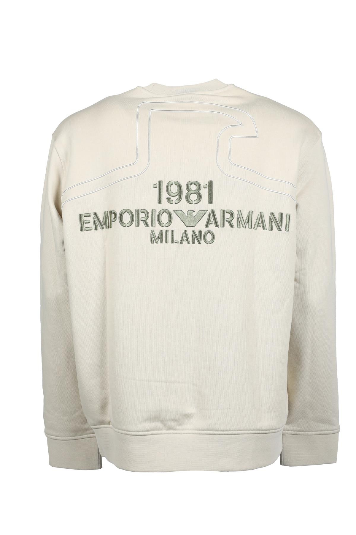 Emporio Armani Emporıo Armani Erkek Marka Logo Detaylı Bisiklet Yaka Regular Fit Bej Sweatshirt 6R1ME3 1JWPZ-0304