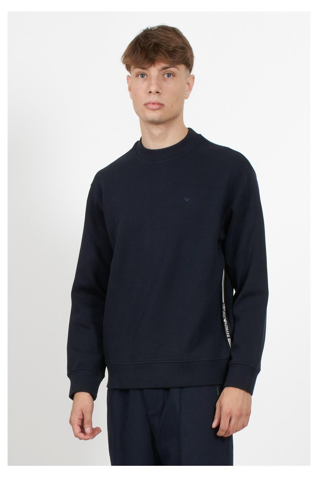 Emporio Armani Emporıo Armani Erkek Marka Logo Detaylı Bisiklet Yaka Regular Fit Lacivert Sweatshirt 6R1MF2 1JHSZ-09R3
