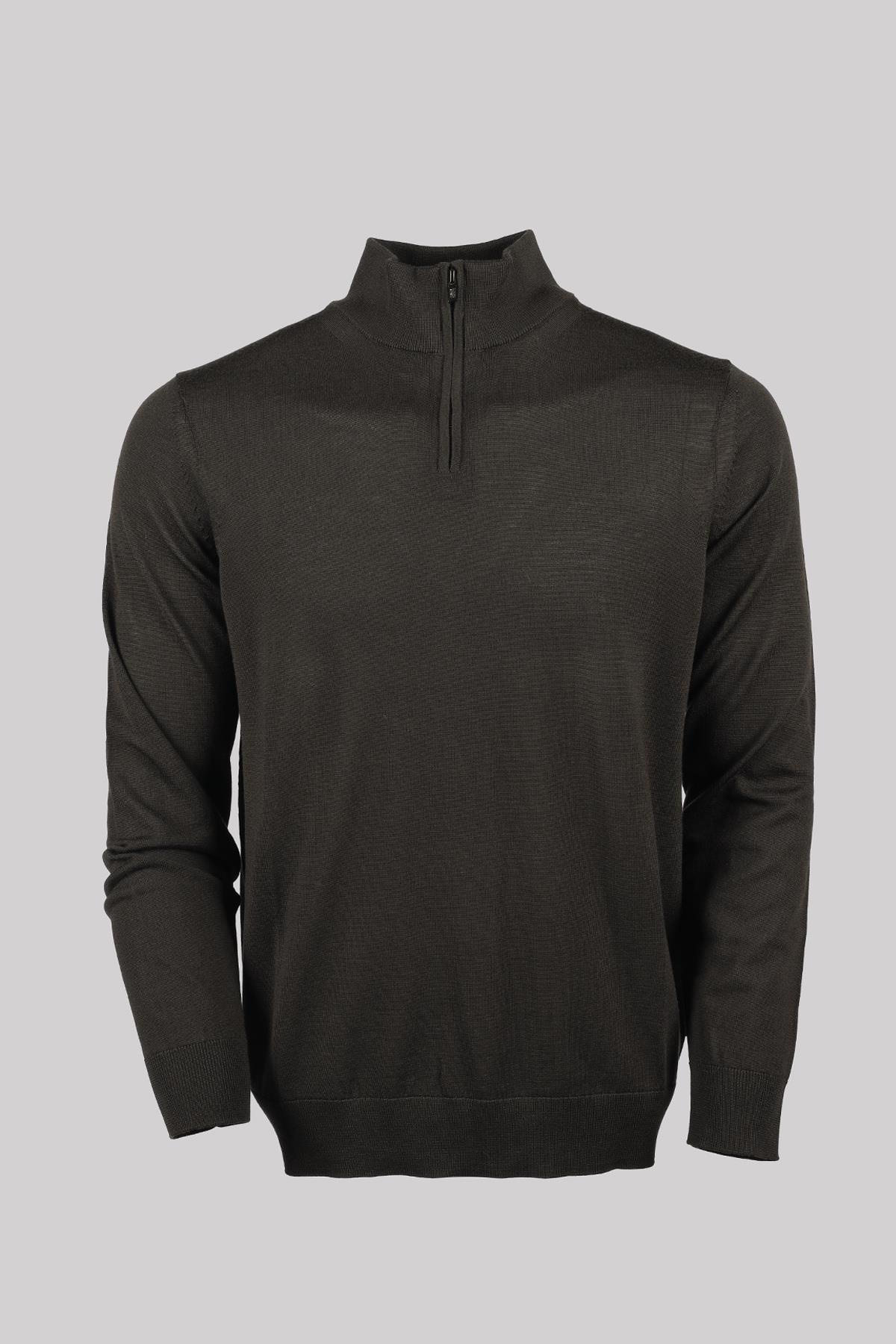 Emporio Armani Emporıo Armani Erkek Marka Logo Detaylı Dik Yaka Fermuar Kapamalı Siyah Kazak 8N1MUX 1MJXZ-05A6