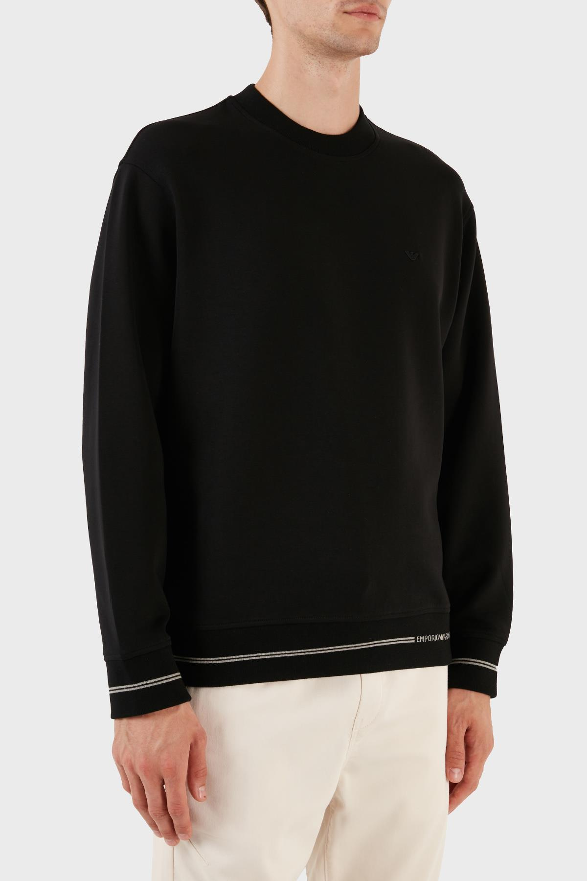 Emporio Armani Emporıo Armani Erkek Marka Logo Detaylı Bisiklet Yaka Regular Fit Siyah Sweatshirt 6R1MF2 1JHSZ-00A6