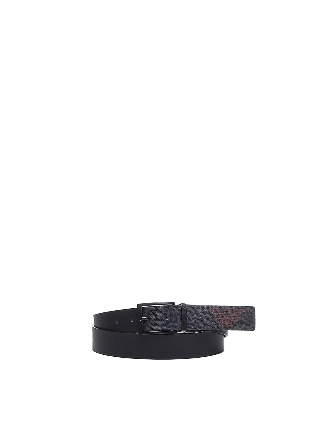 Emporio Armani Emporıo Armani Erkek Marka Logolu Deri Günlük Kullanım Siyah Kemer Y4S195 Y739K-80605
