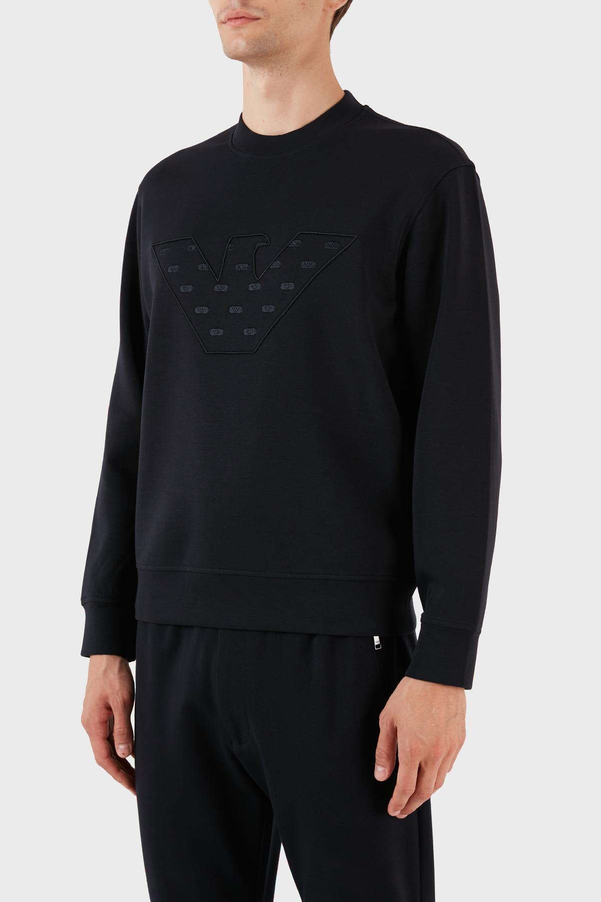 Emporio Armani Emporıo Armani Erkek Marka Logolu Uzun Kollu Rahat Lacivert Sweatshirt 6R1ME7 1JHSZ-0920