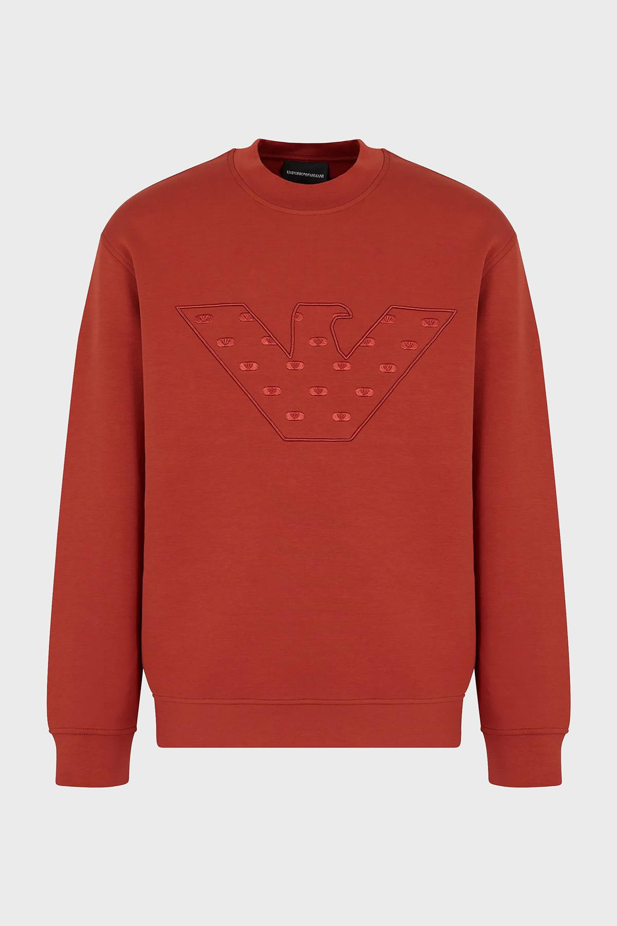 Emporio Armani Emporıo Armani Erkek Marka Logolu Uzun Kollu Rahat Kırmızı Sweatshirt 6R1ME7 1JHSZ-0454