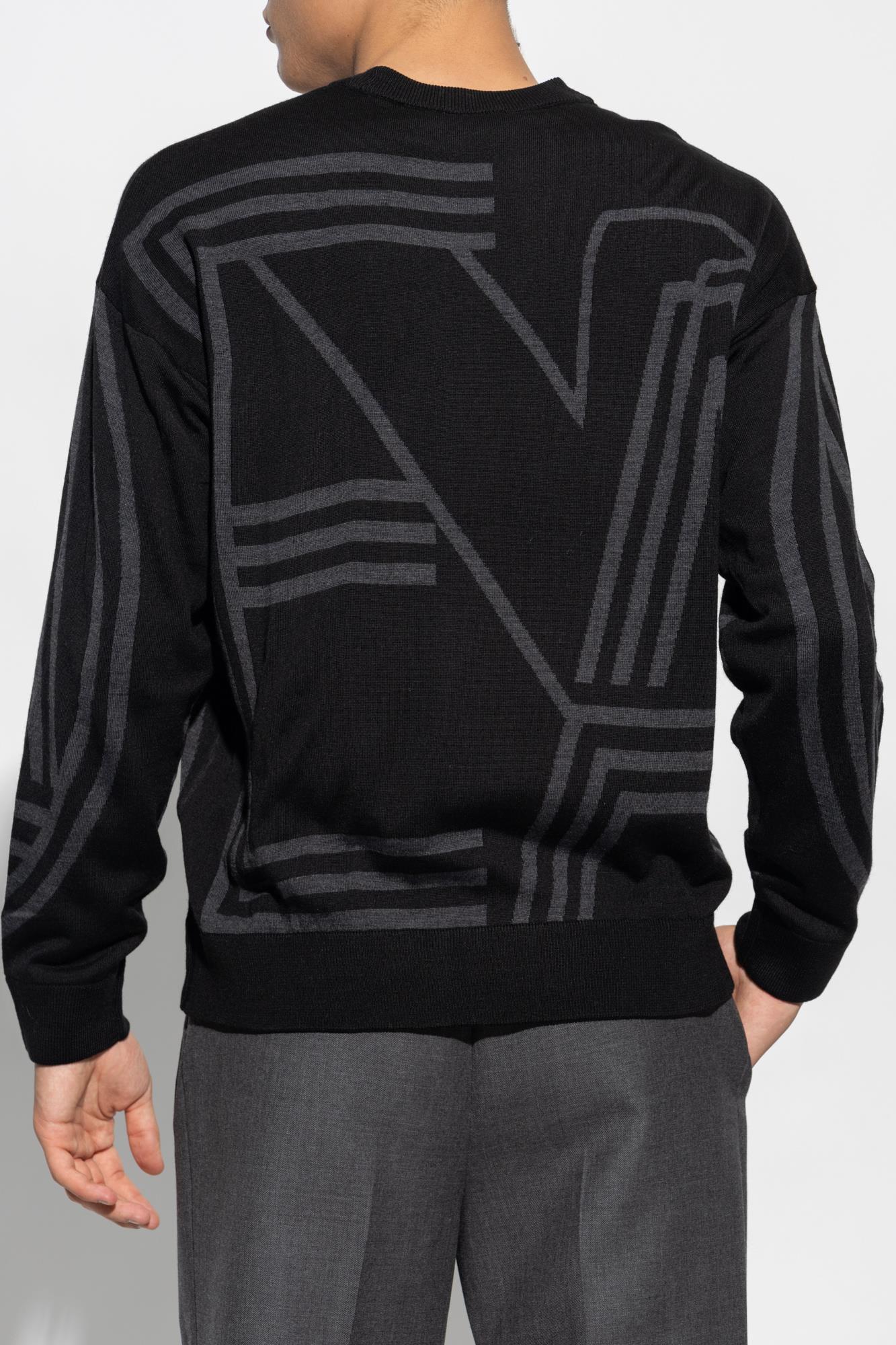 Emporio Armani Emporıo Armani Erkek Marka Logo Detaylı Bisiklet Yaka Regular Fit Siyah-Gri Kazak 6R1MXK 1MNKZ-F092