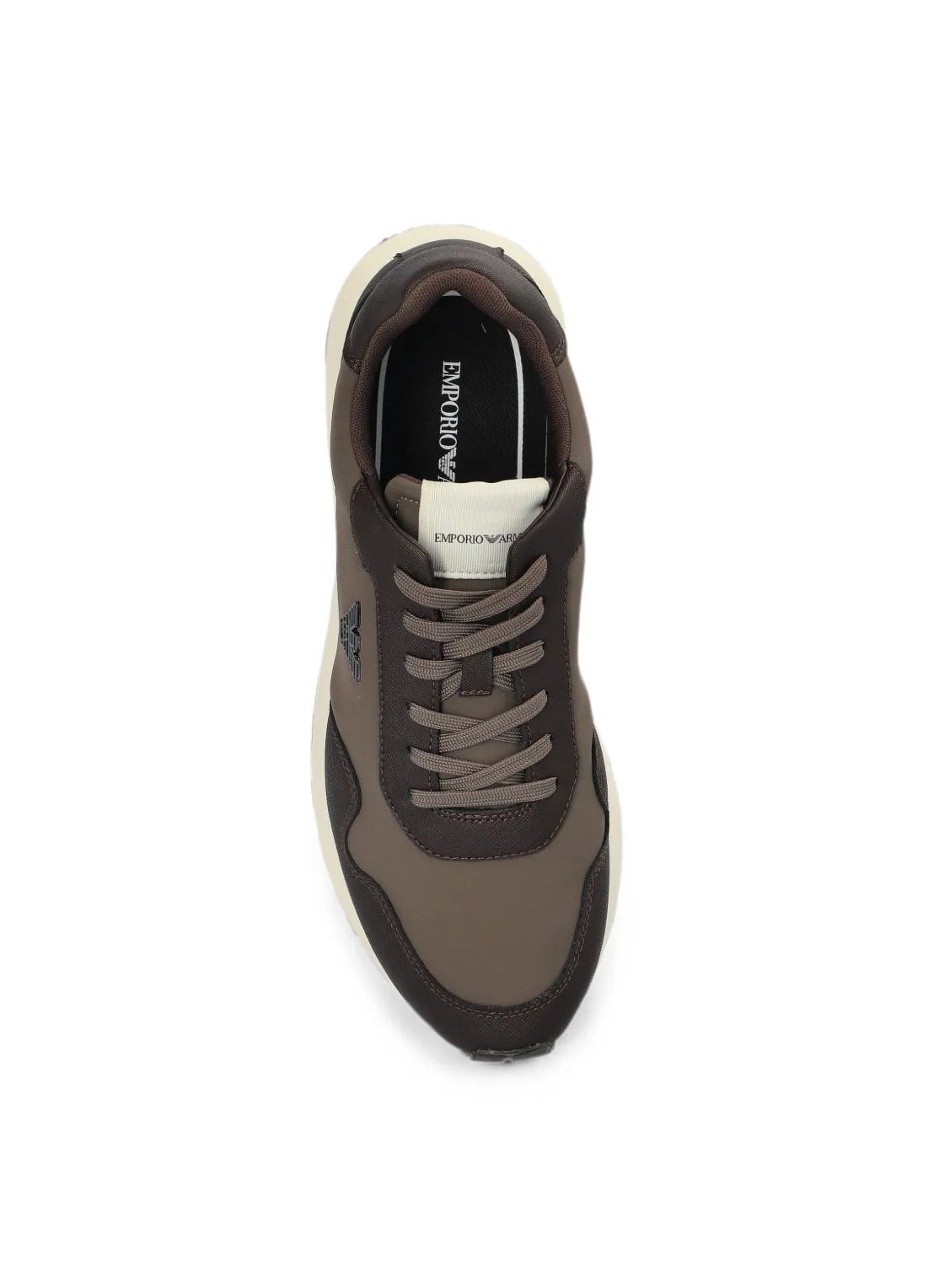 Emporio Armani Emporıo Armani Erkek Metalik Kartal Logolu Düşük Bilekli Nefes Alabilir Ön Yüzeyli Ortopedik Taban Kahverengi Sneaker EM003738 AF19532-M6492
