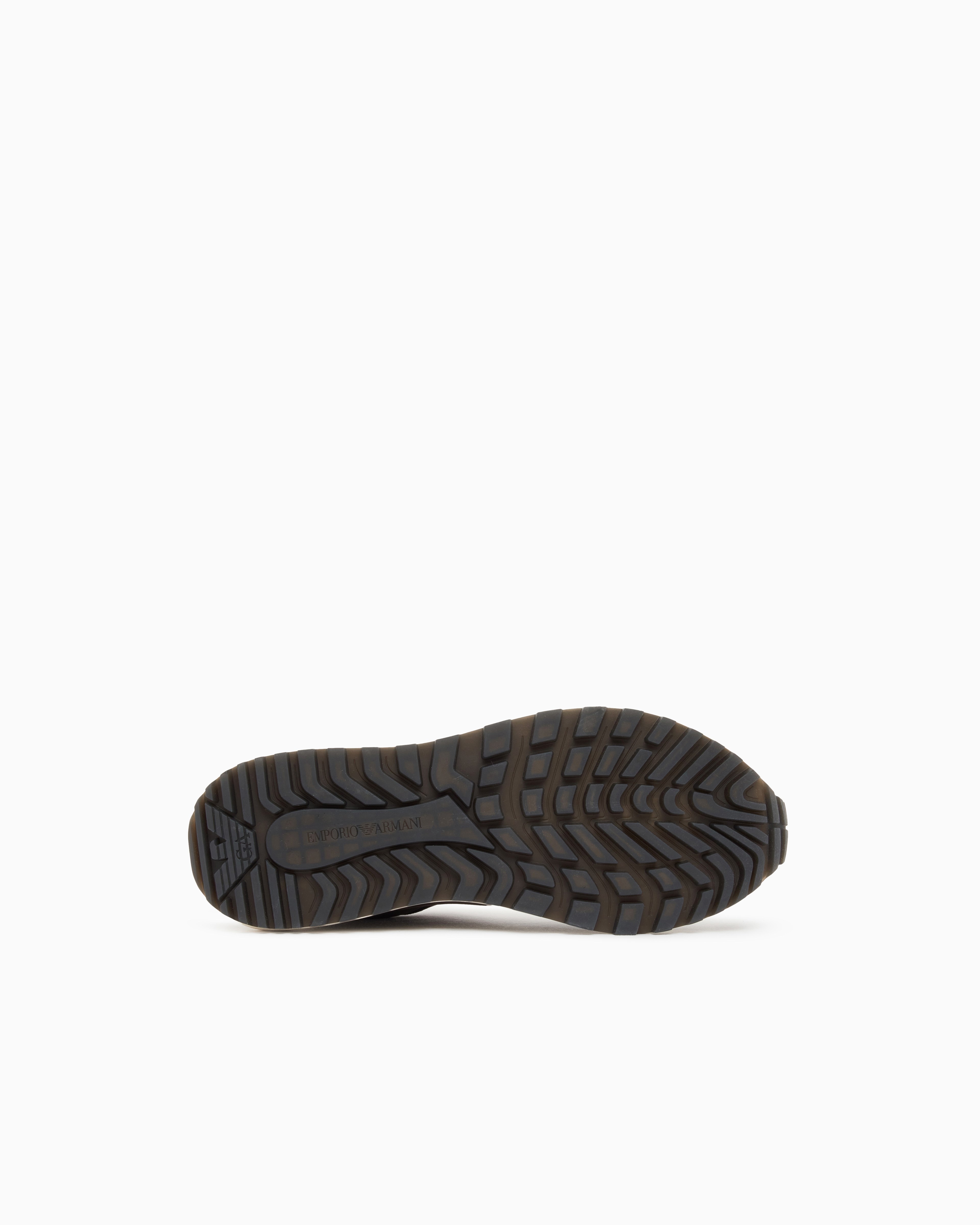Emporio Armani Emporıo Armani Erkek Metalik Kartal Logolu Düşük Bilekli Nefes Alabilir Ön Yüzeyli Ortopedik Taban Lacivert-Kahverengi Sneaker EM003738 AF19532-M6494