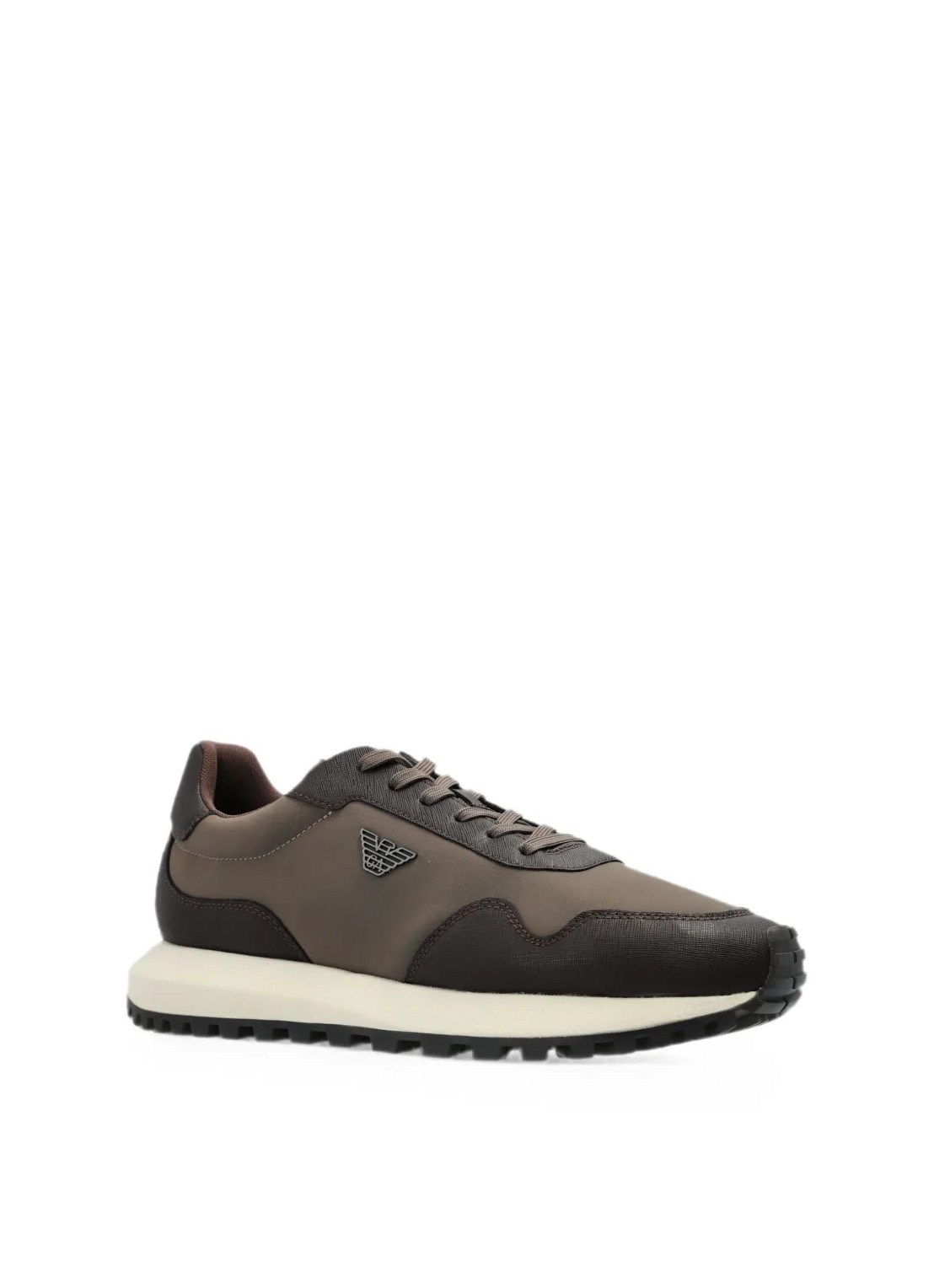 Emporio Armani Emporıo Armani Erkek Metalik Kartal Logolu Düşük Bilekli Nefes Alabilir Ön Yüzeyli Ortopedik Taban Kahverengi Sneaker EM003738 AF19532-M6492