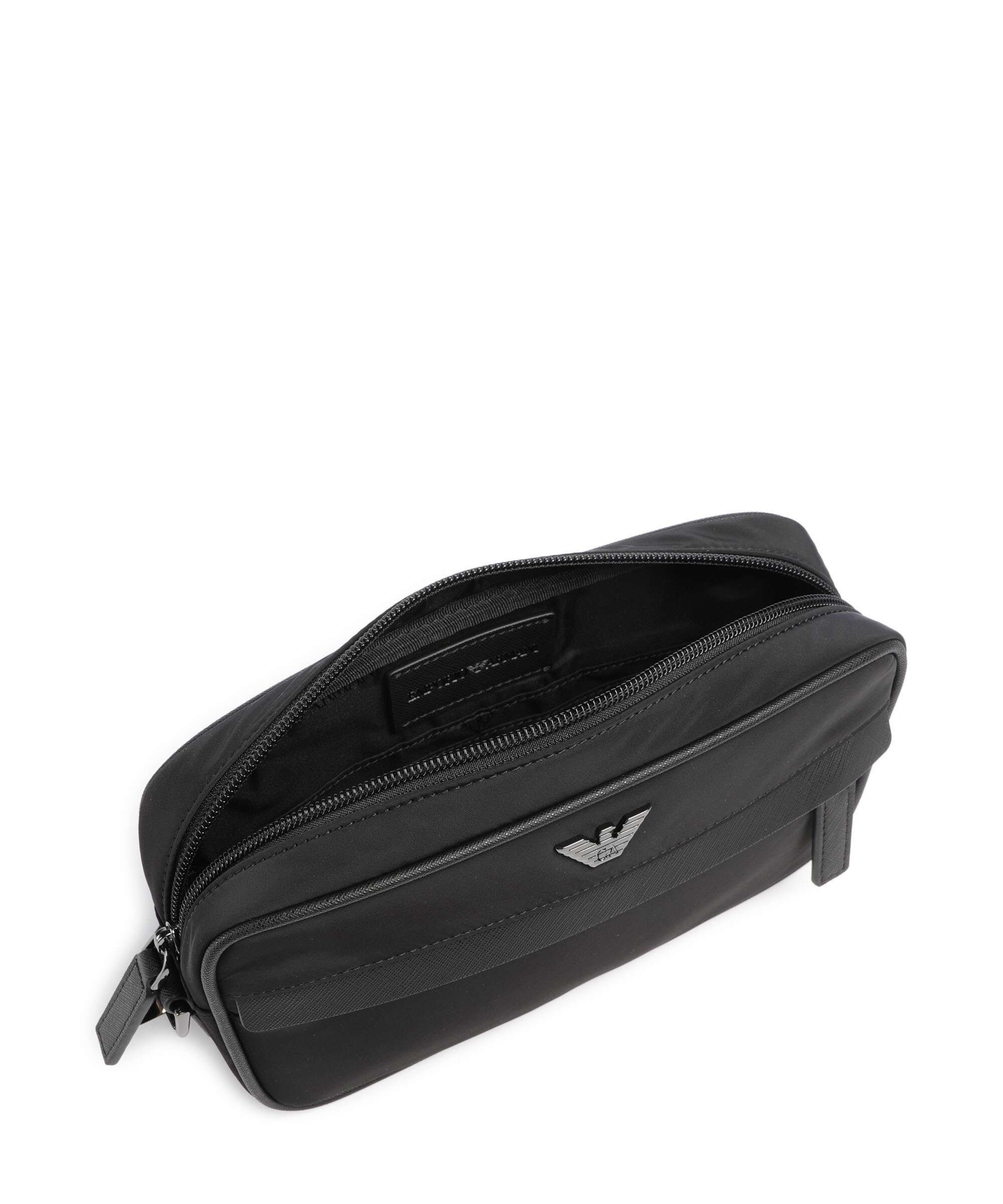Emporio Armani Emporıo Armani Erkek Metalik Armani Kartal Logolu Fermuarlı Ön ve Arka Cepli Siyah El Çantası EM001811 AF28784-UC001