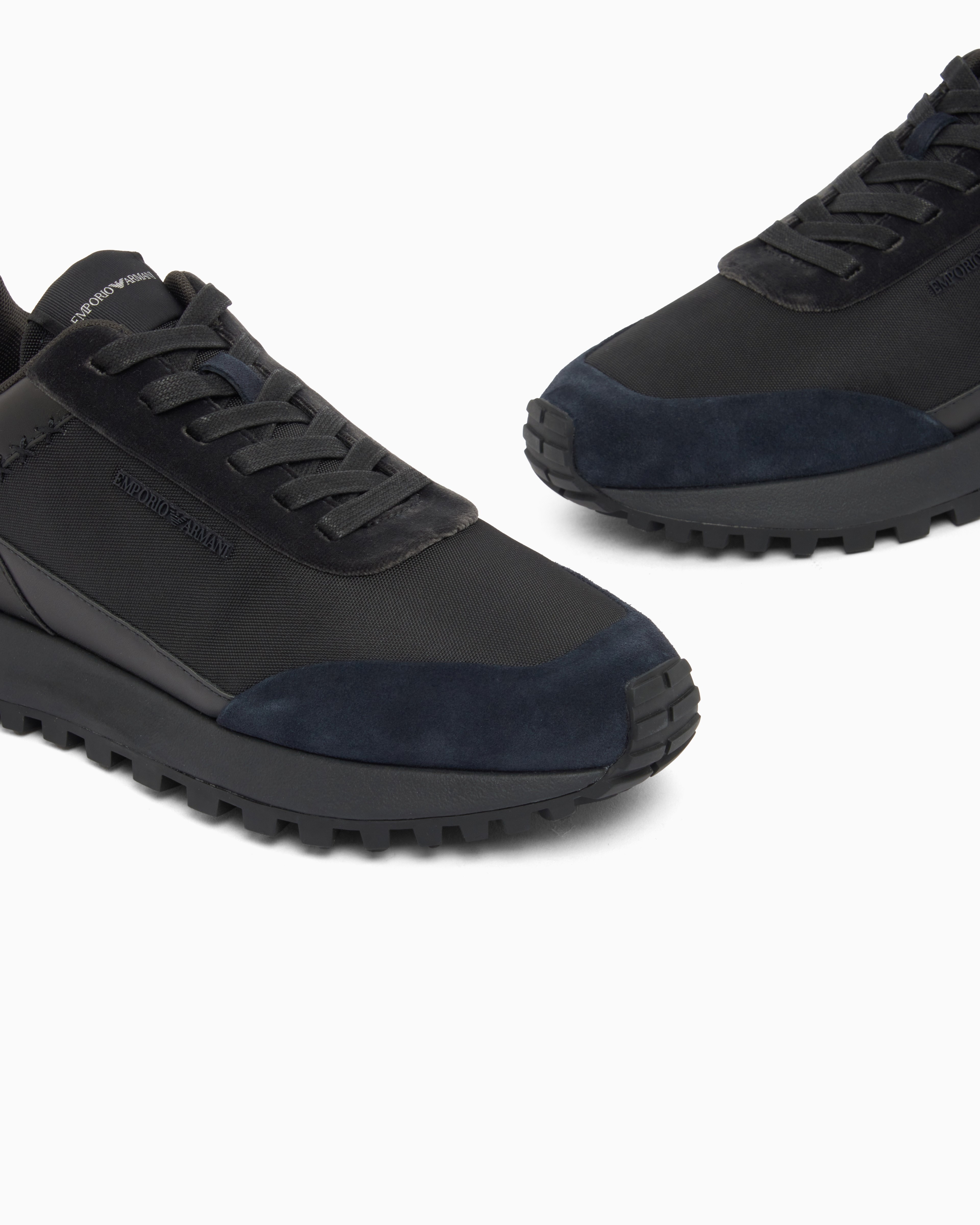 Emporio Armani Emporıo Armani Erkek Nefes Alabilen File ve Süet Detaylı Rahat Tabanlı Siyah Sneaker EM004839 AF29491-MZ312