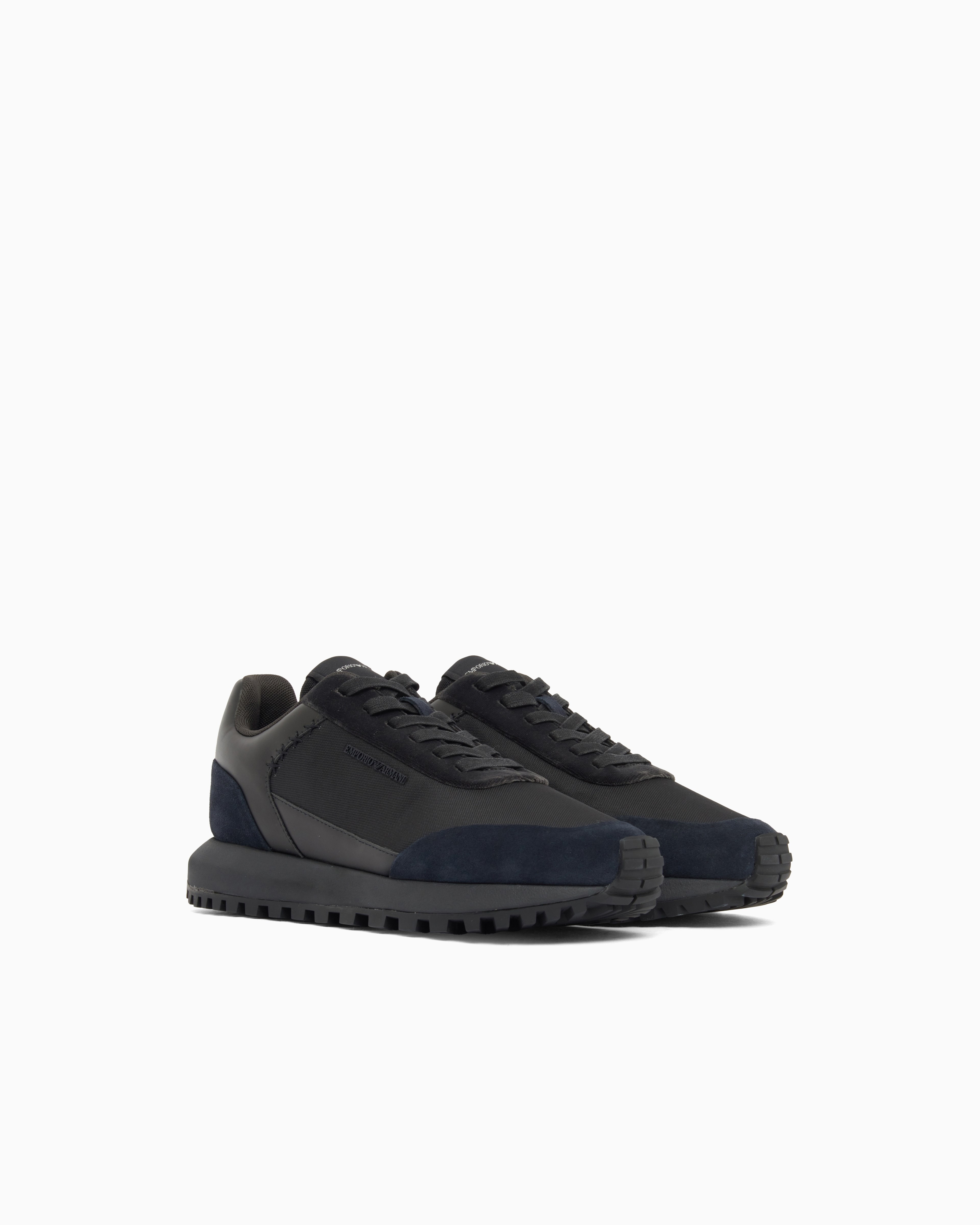Emporio Armani Emporıo Armani Erkek Nefes Alabilen File ve Süet Detaylı Rahat Tabanlı Siyah Sneaker EM004839 AF29491-MZ312
