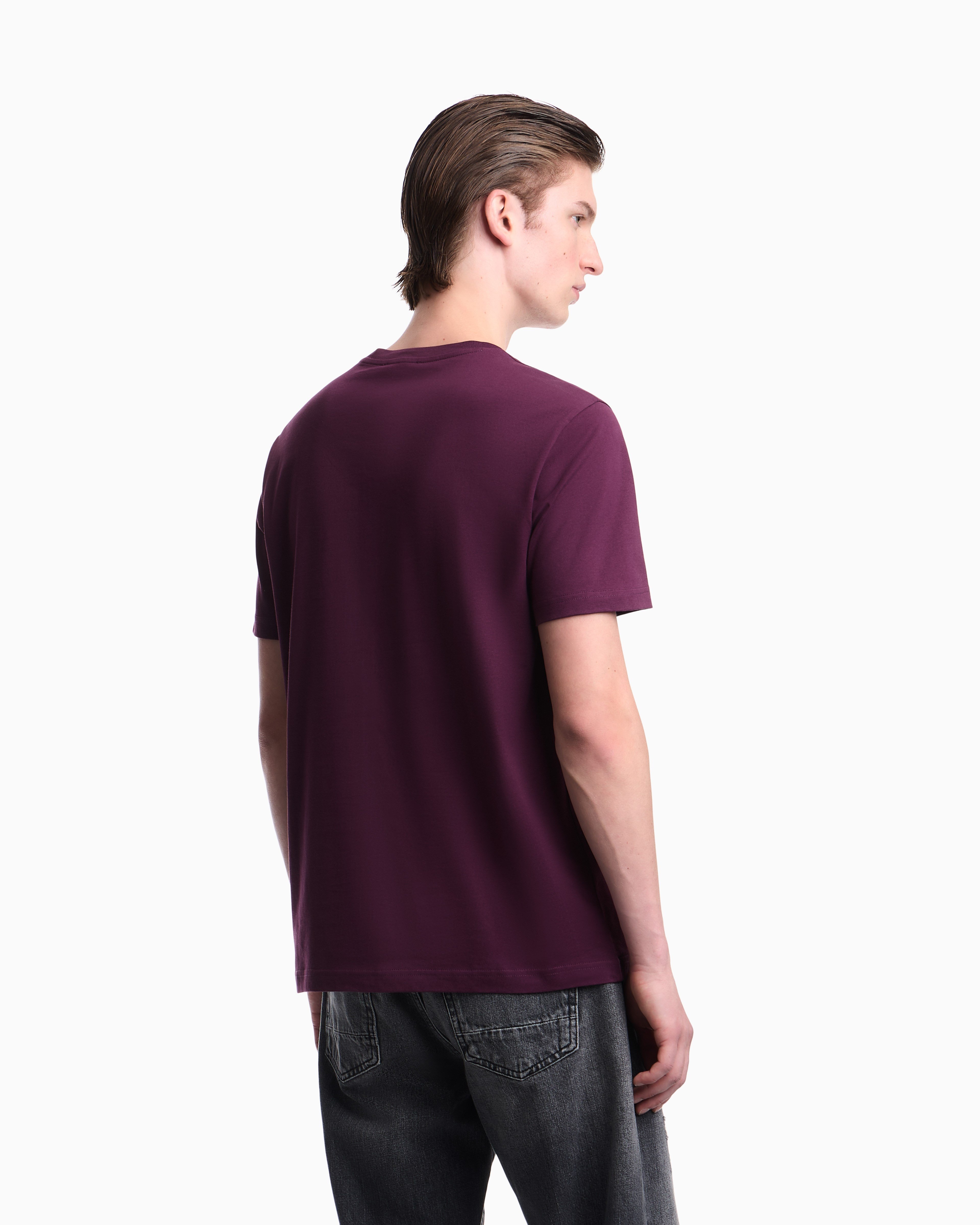 Emporio Armani Emporıo Armani Erkek Nefes Alabilen Pamuklu Jarse Kumaş Desenli Kısa Kollu Mor T-Shirt EM006924 AF14795-FA022