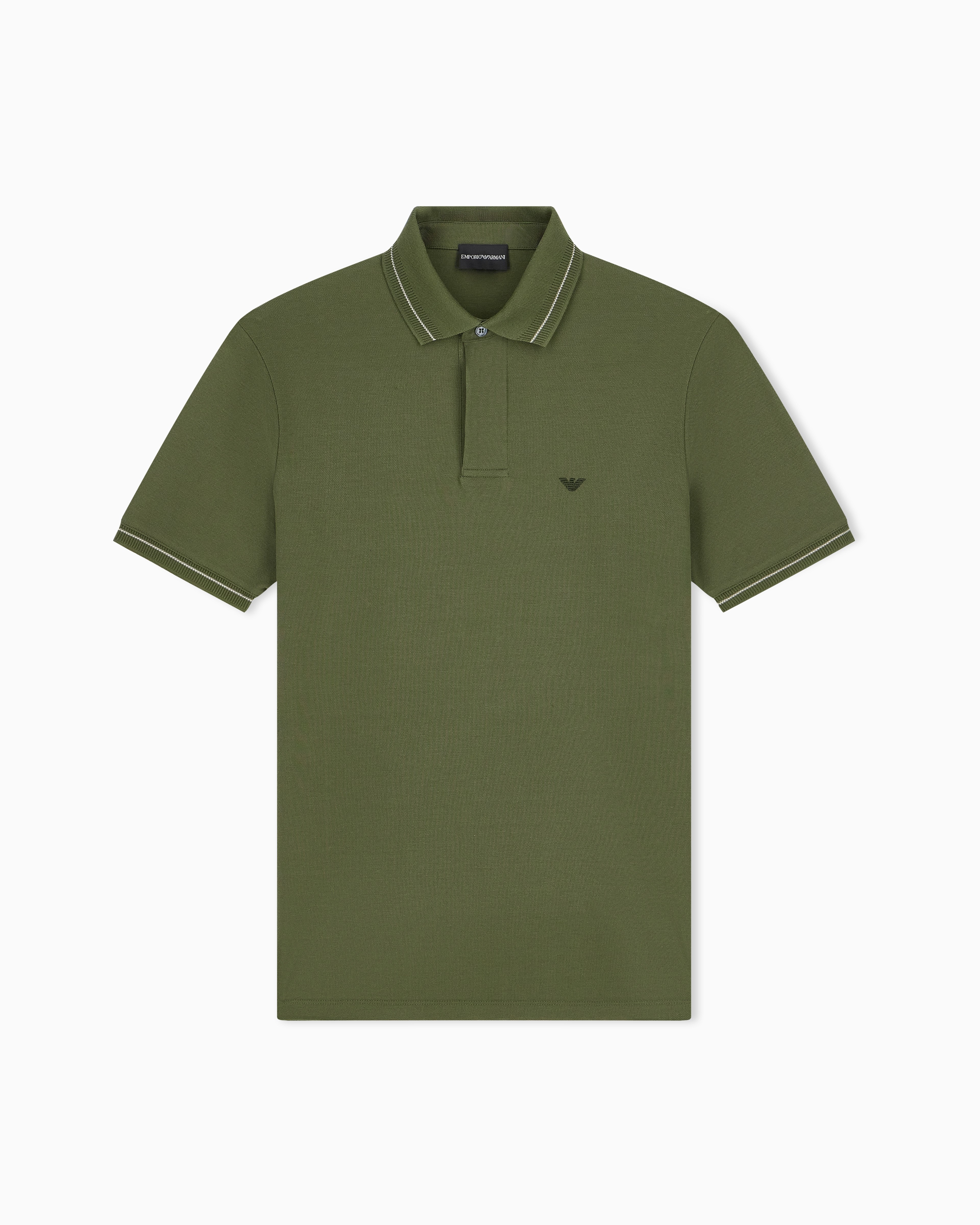 Emporio Armani Emporıo Armani Erkek Normal Kesim Kartal Logo İşlemeli Pamuklu Pike Kumaşlı Kısa Kollu Yeşil Polo Yaka T-Shirt EM006625 AF12955-U7046