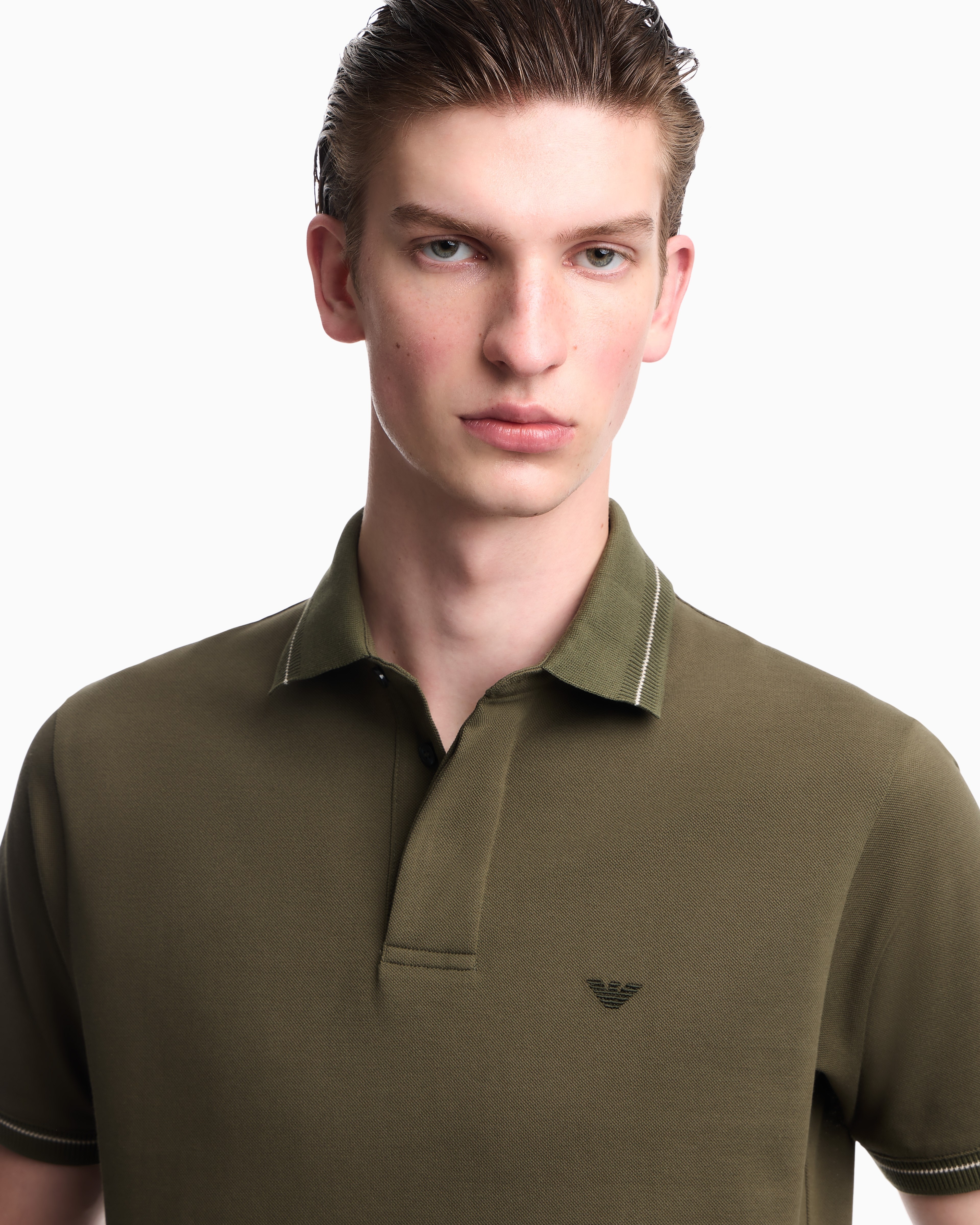 Emporio Armani Emporıo Armani Erkek Normal Kesim Kartal Logo İşlemeli Pamuklu Pike Kumaşlı Kısa Kollu Yeşil Polo Yaka T-Shirt EM006625 AF12955-U7046