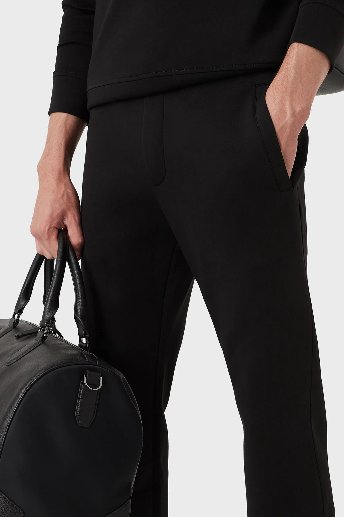 Emporio Armani Emporıo Armani Erkek Normal Belli Pamuklu Logo Desenli Siyah Pantolon 8N1PD8 1JHSZ-0999