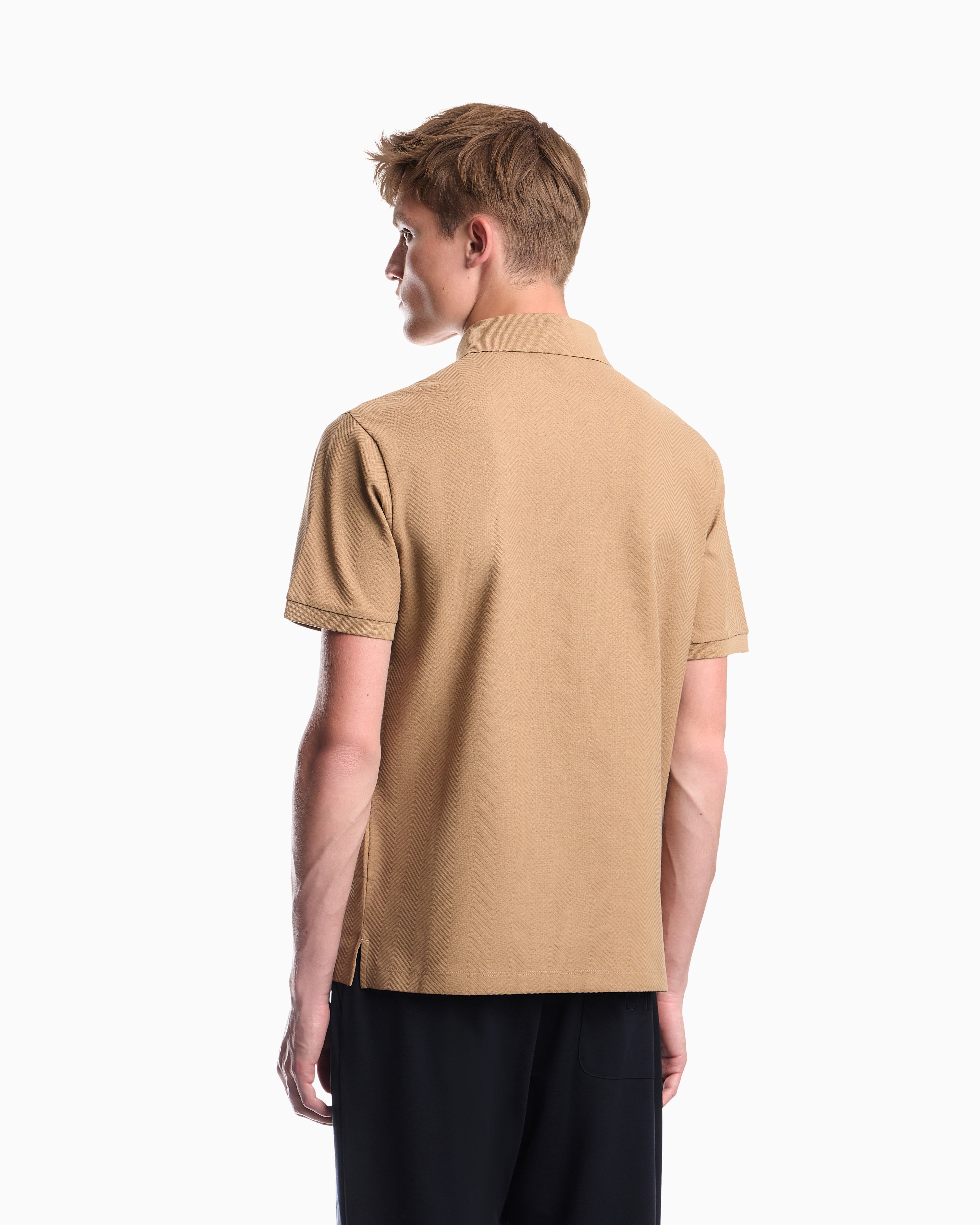 Emporio Armani Emporıo Armani Erkek Normal KEsim Pamuklu Jakarlı Jarse Kumaş Kısa Kollu Bej Polo Yaka T-Shirt EM007039 AF10762-F6245