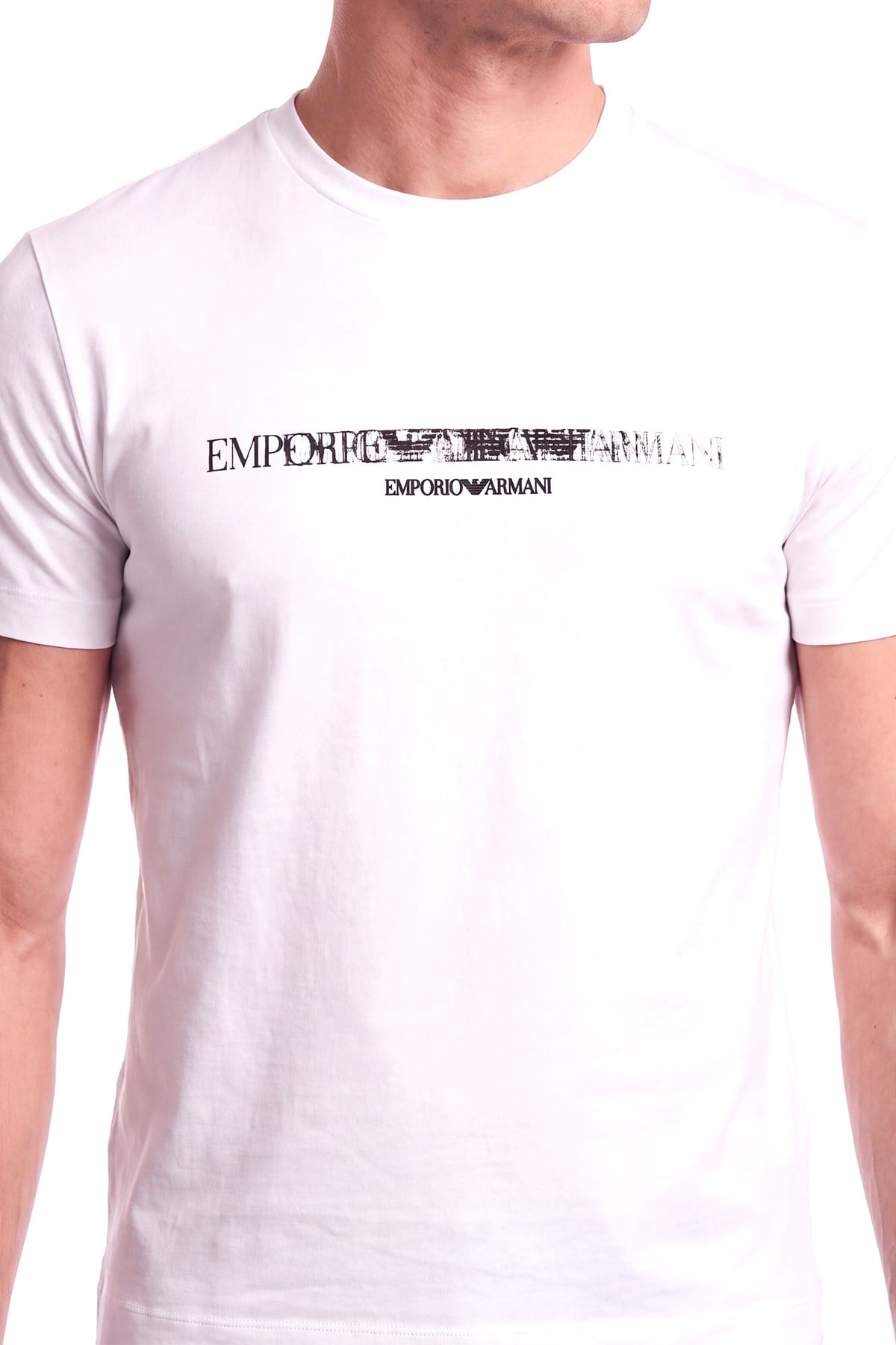 Emporio Armani Emporıo Armani Erkek Normal Kalıp Logo İşlemeli Kısa Kollu Beyaz T-Shirt EM007353 AF10017-M0497