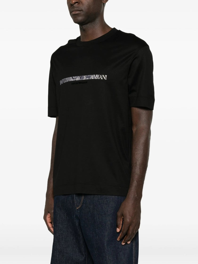 Emporio Armani Emporıo Armani Erkek Normal Kalıp Logo İşlemeli Kısa Kollu Siyah T-Shirt EM007353 AF10017-MC721
