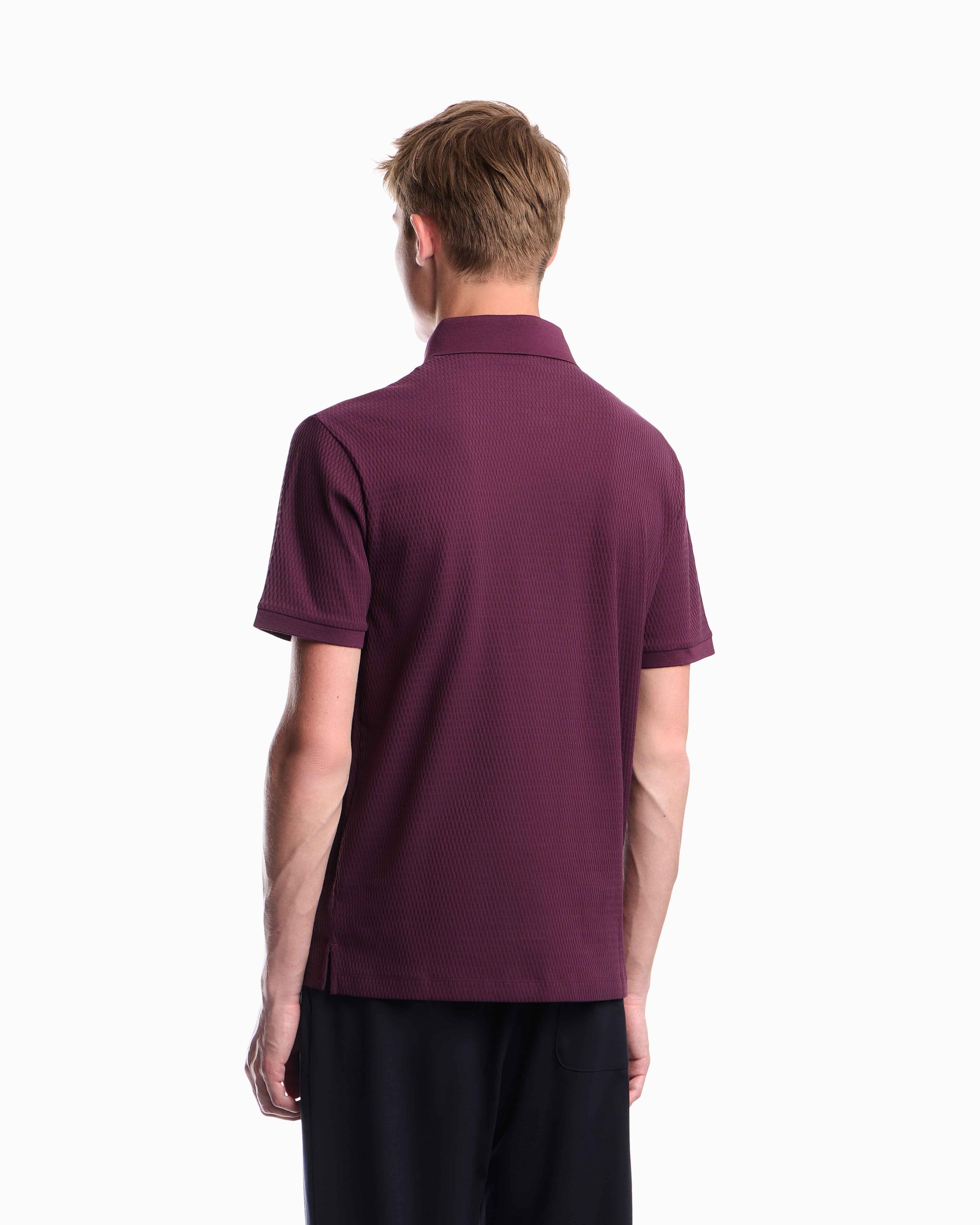 Emporio Armani Emporıo Armani Erkek Normal KEsim Pamuklu Jakarlı Jarse Kumaş Kısa Kollu Mor Polo Yaka T-Shirt EM007039 AF10762-FA081