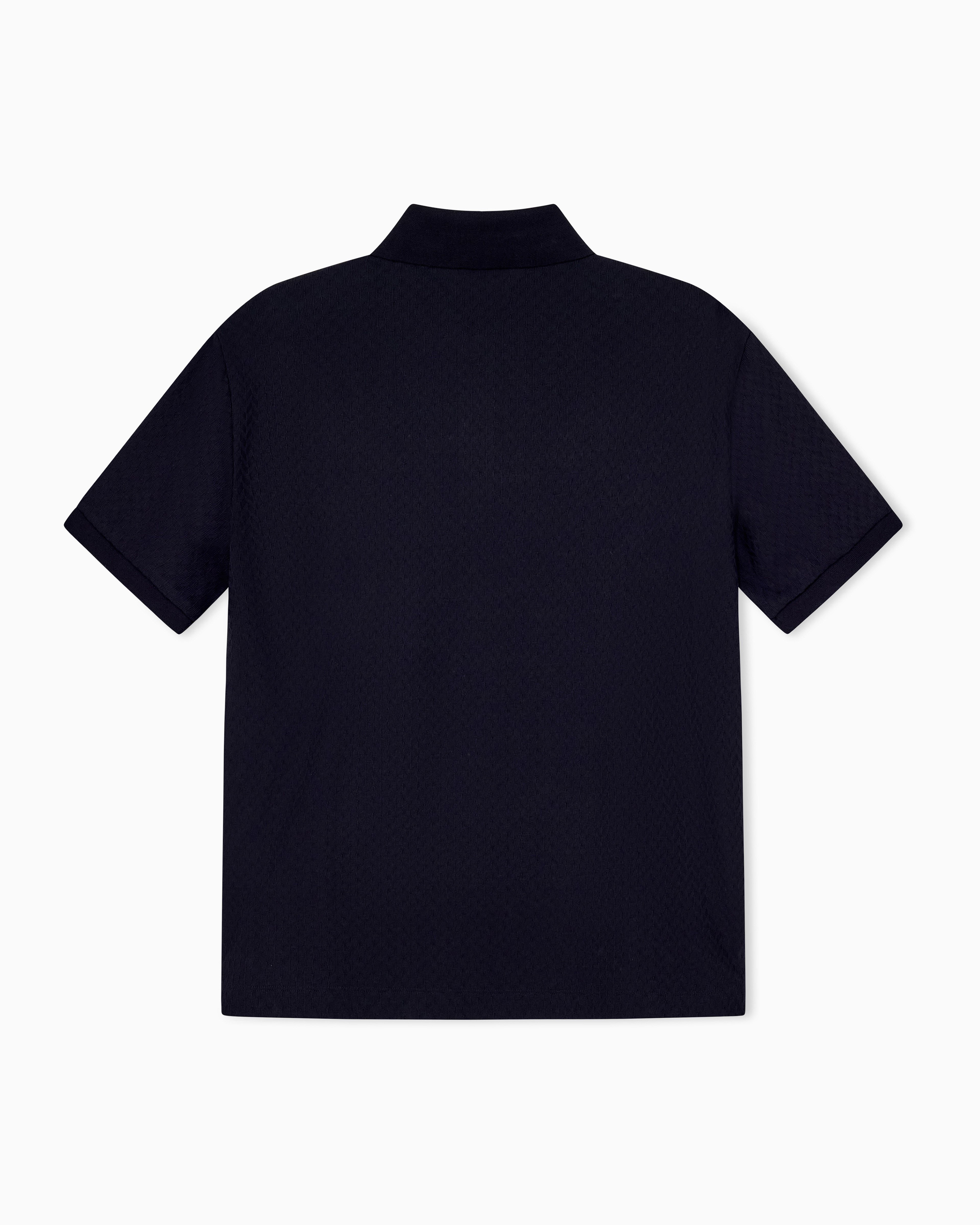 Emporio Armani Emporıo Armani Erkek Normal KEsim Pamuklu Jakarlı Jarse Kumaş Kısa Kollu Lacivert Polo Yaka T-Shirt EM007039 AF10762-FB561