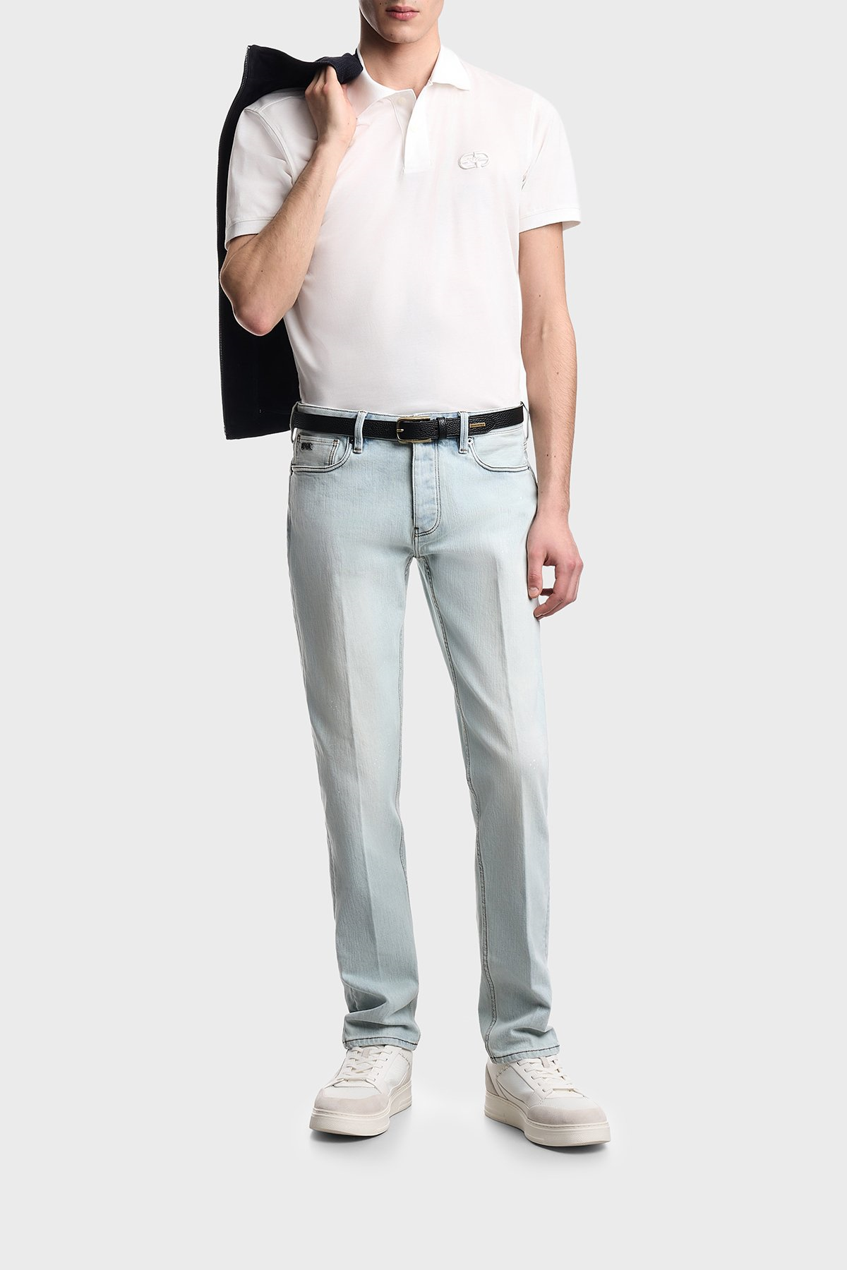Emporio Armani Emporıo Armani Erkek Normal Kesim Pamuklu Logo Kabartmalı Kısa Kollu Beyaz Polo Yaka T-Shirt EM004579 AF13742-U0003