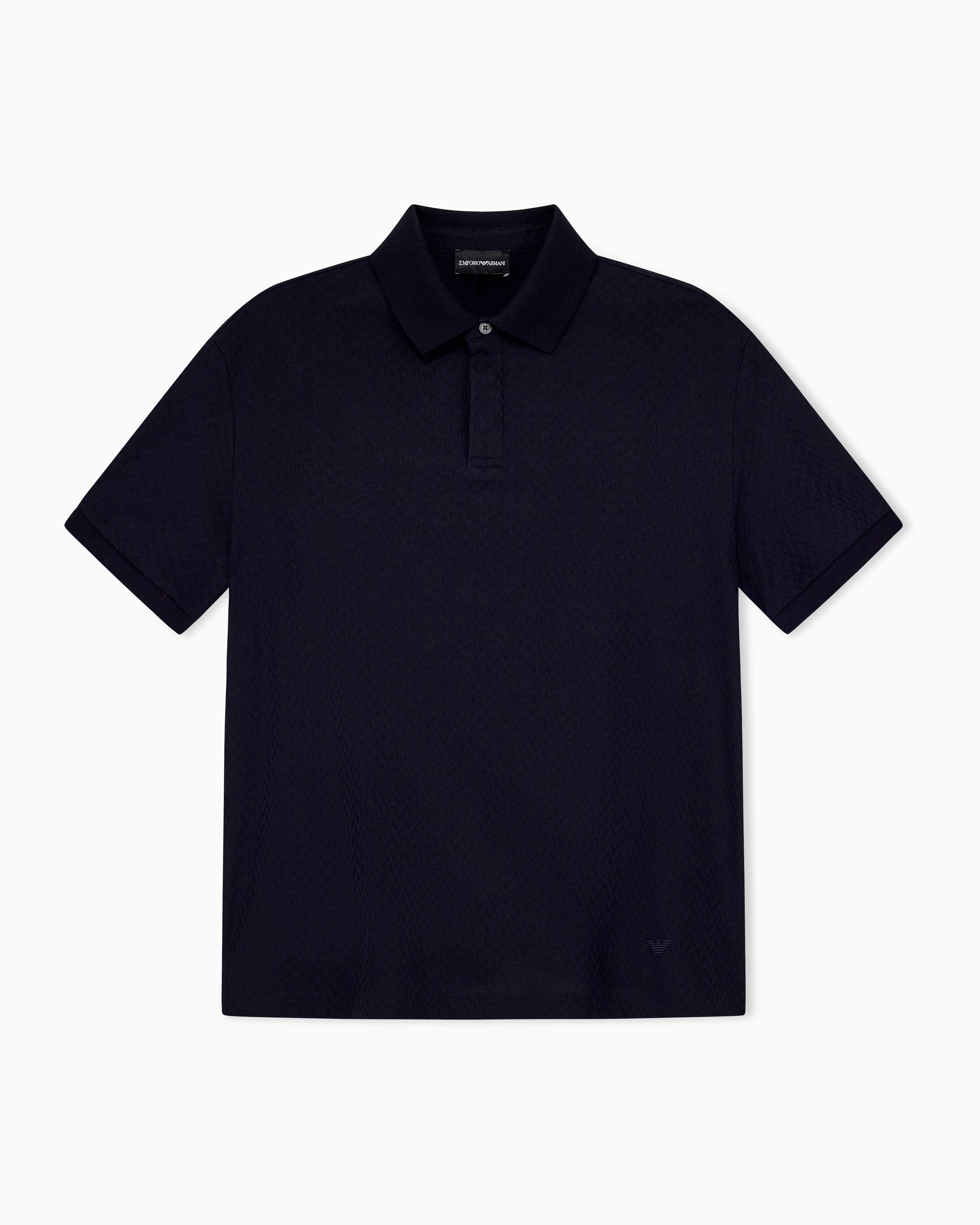 Emporio Armani Emporıo Armani Erkek Normal KEsim Pamuklu Jakarlı Jarse Kumaş Kısa Kollu Lacivert Polo Yaka T-Shirt EM007039 AF10762-FB561