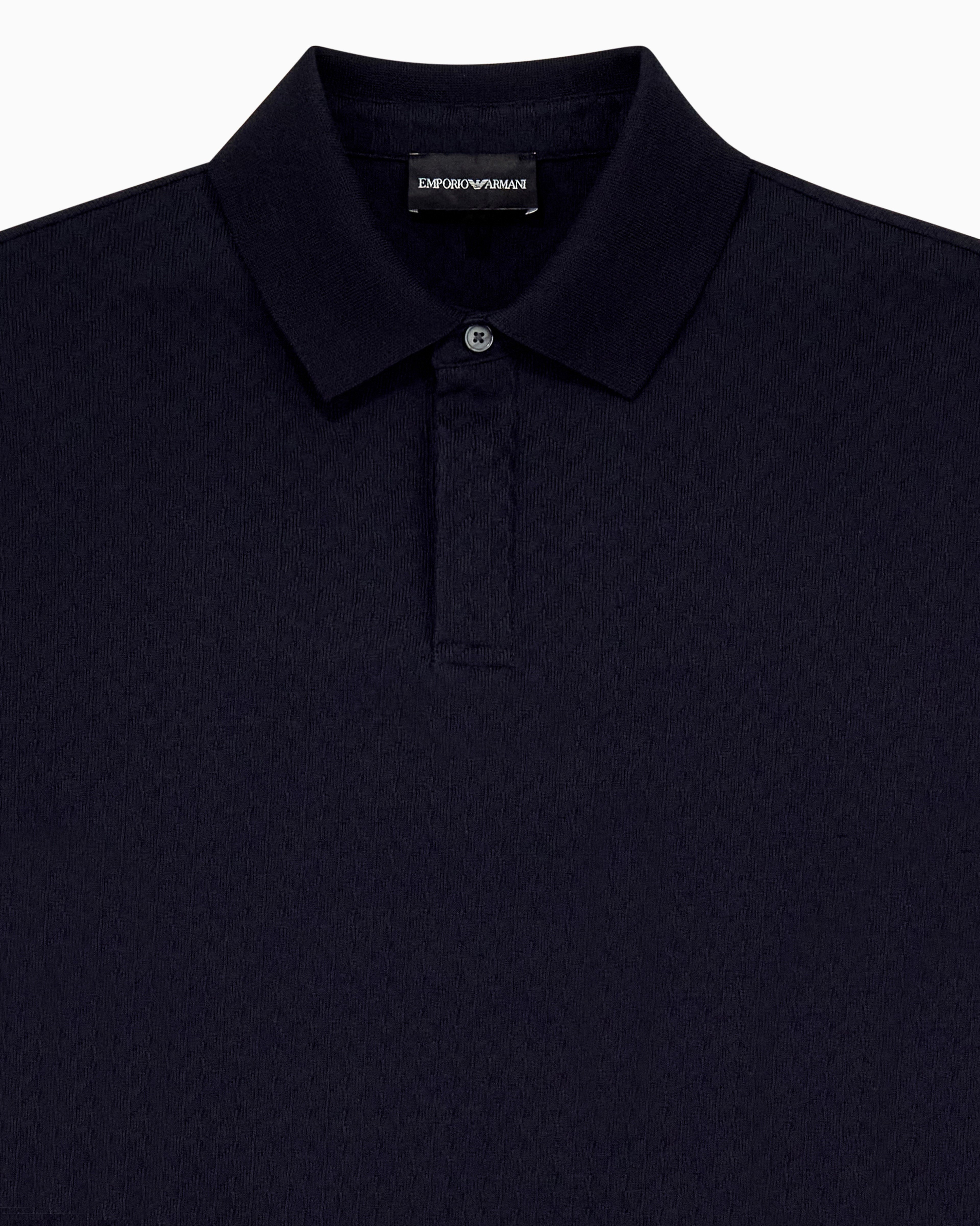 Emporio Armani Emporıo Armani Erkek Normal KEsim Pamuklu Jakarlı Jarse Kumaş Kısa Kollu Lacivert Polo Yaka T-Shirt EM007039 AF10762-FB561
