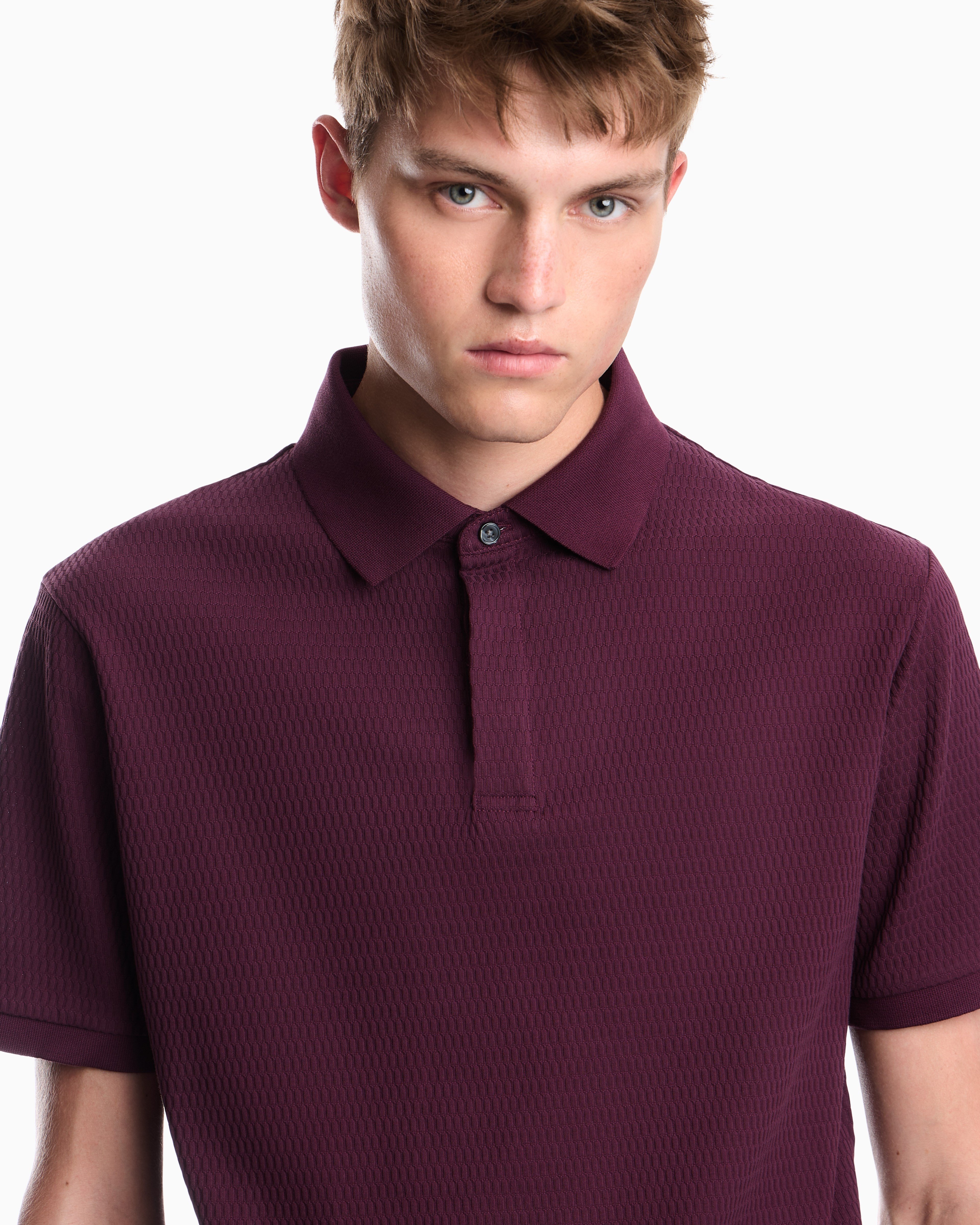 Emporio Armani Emporıo Armani Erkek Normal KEsim Pamuklu Jakarlı Jarse Kumaş Kısa Kollu Mor Polo Yaka T-Shirt EM007039 AF10762-FA081
