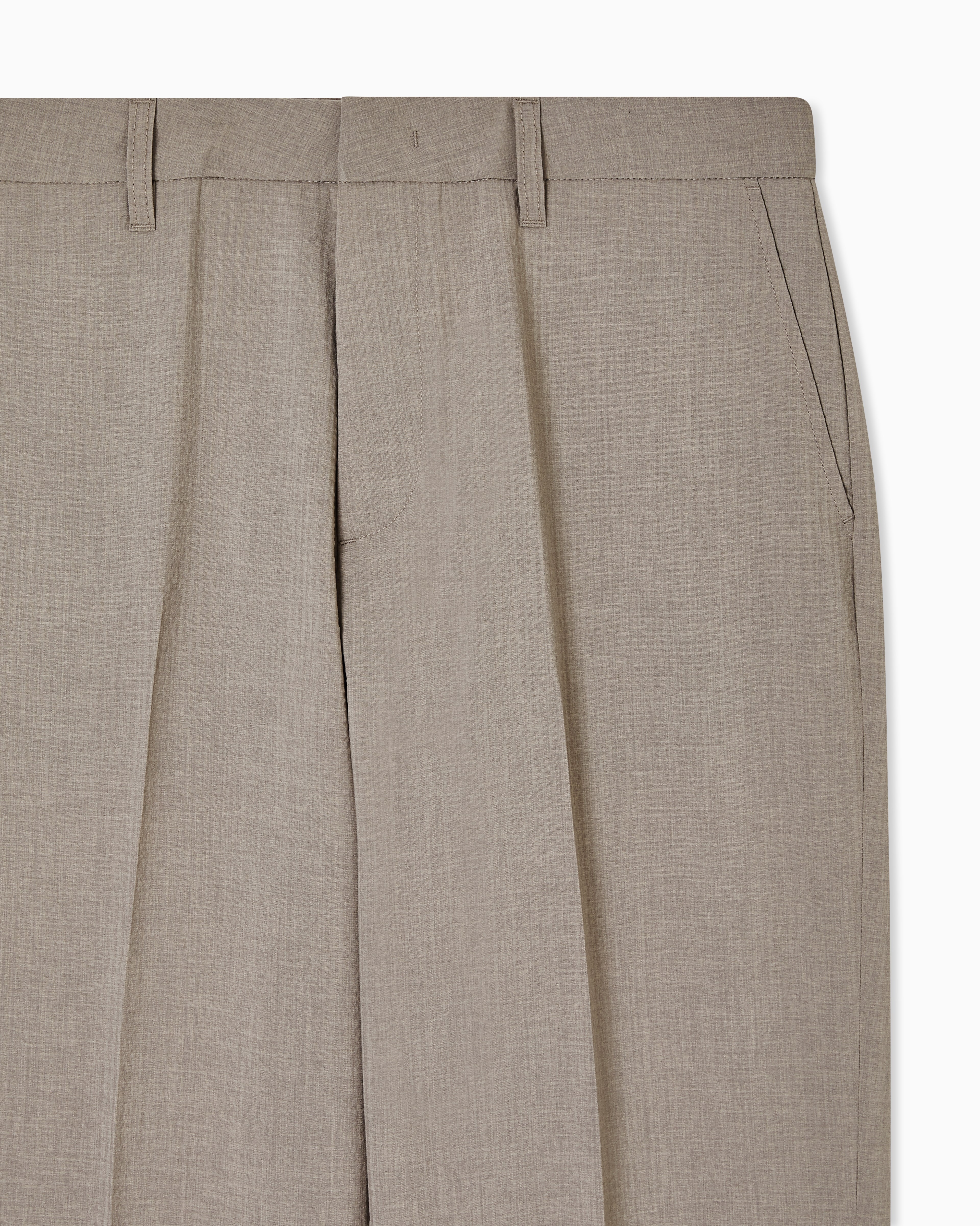 Emporio Armani Emporıo Armani Erkek Normal Kesim Pileli Dokulu Düz Paça Bej Pantolon EM005901 AF13674-U6161