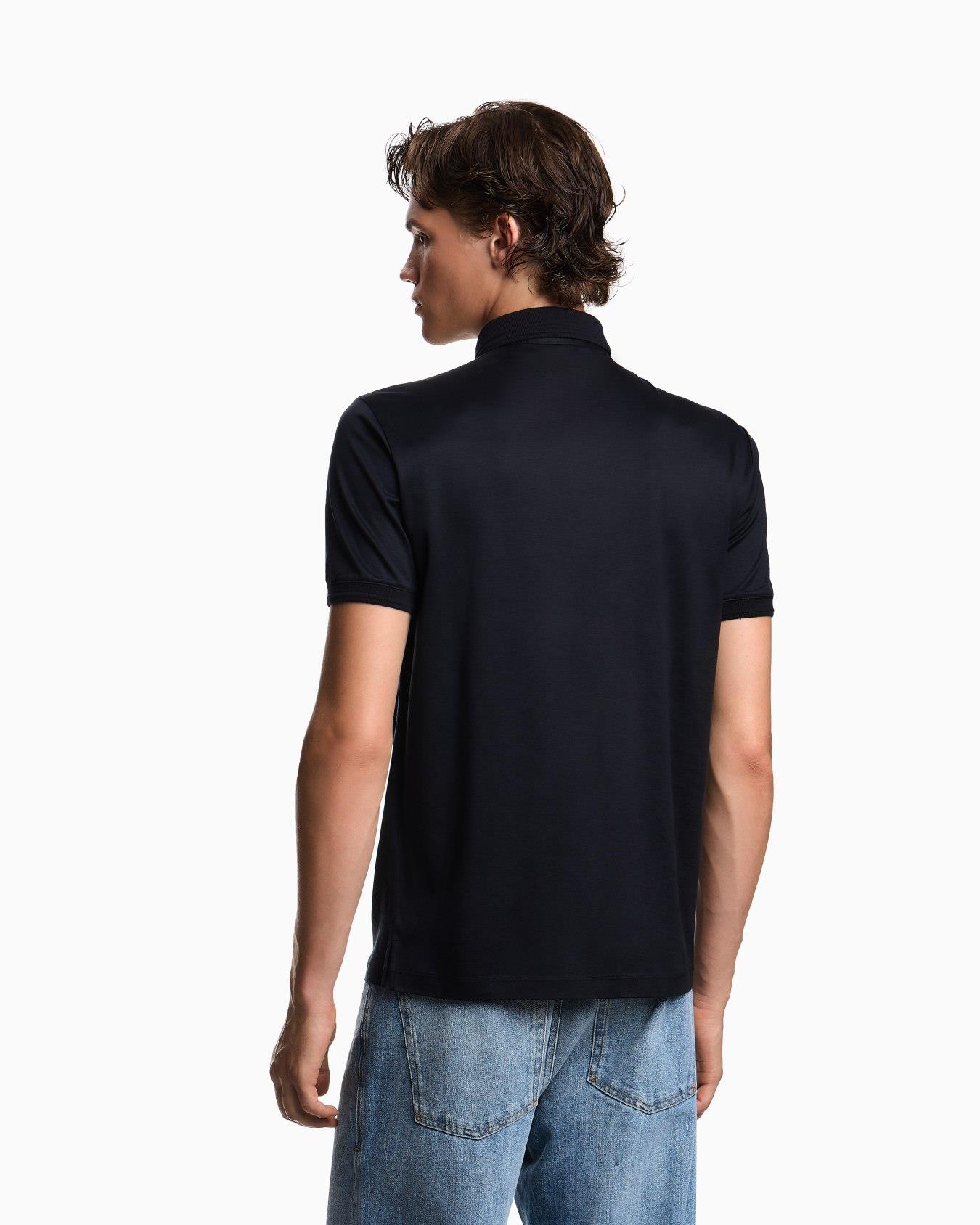 EMPORIO ARMANI Emporıo Armani Erkek Normal Kesim Pamuklu Kısa Kollu Lacivert Polo Yaka T-Shirt EM003002 AF10761-UB118