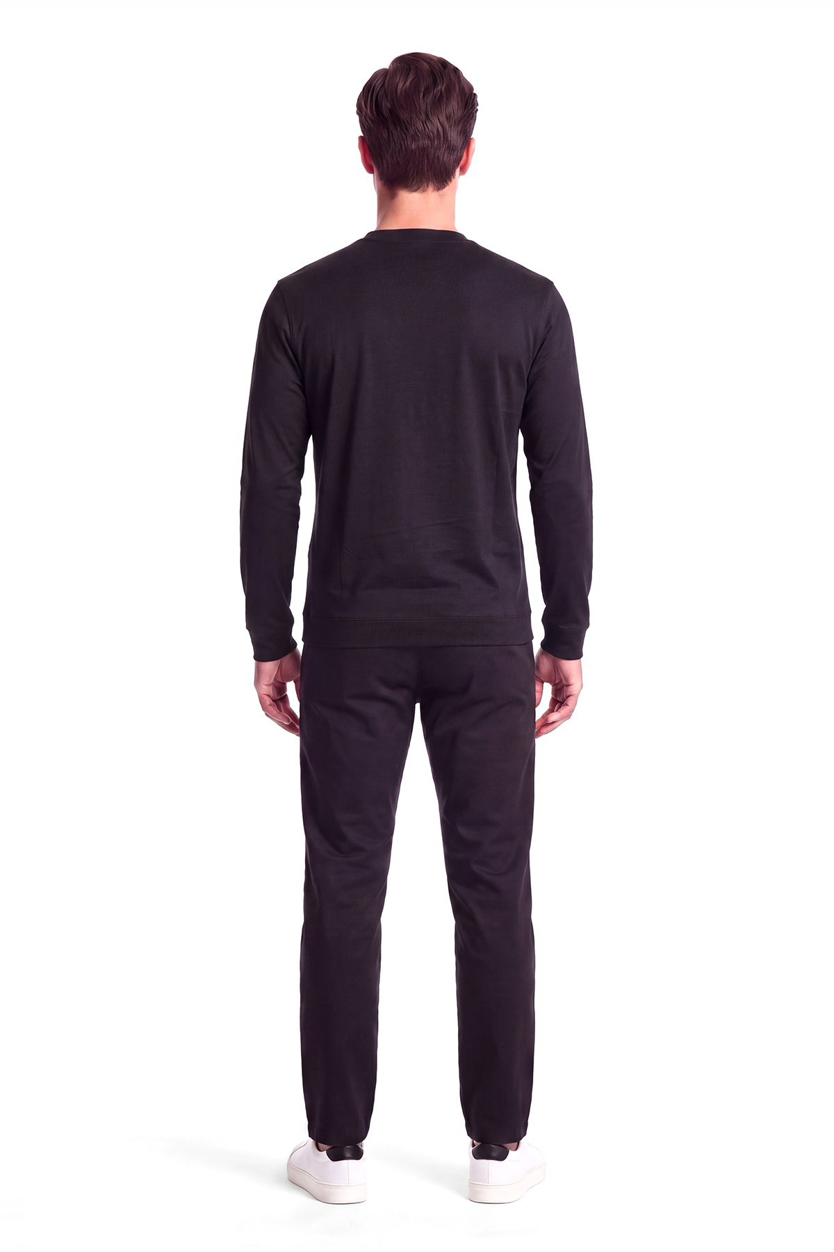 Emporio Armani Emporıo Armani Erkek Normal Kalıp Logo Desenli Bisiklet Yaka Uzun Kollu Siyah T-Shirt EM008053 AF10017-MB89S