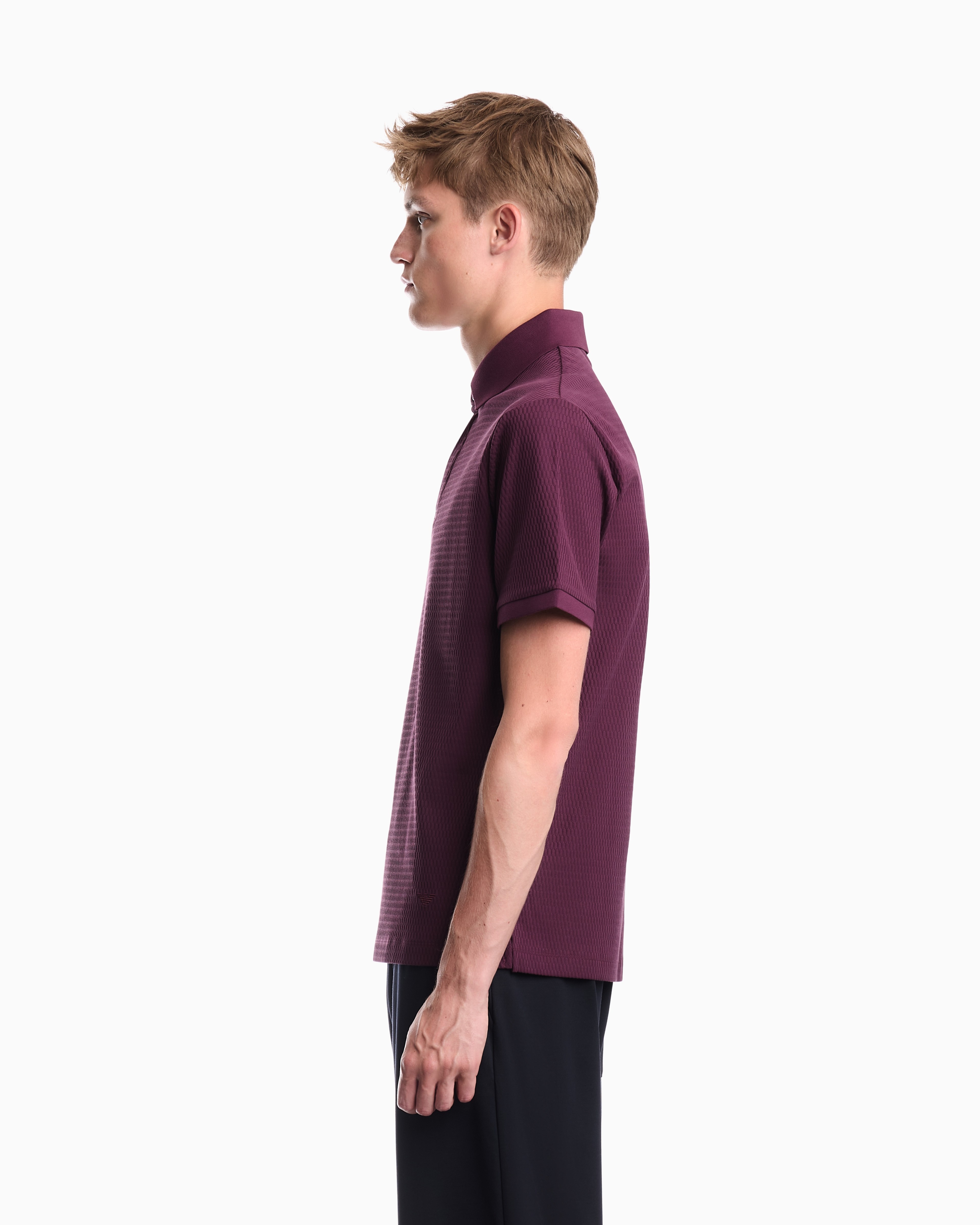 Emporio Armani Emporıo Armani Erkek Normal KEsim Pamuklu Jakarlı Jarse Kumaş Kısa Kollu Mor Polo Yaka T-Shirt EM007039 AF10762-FA081