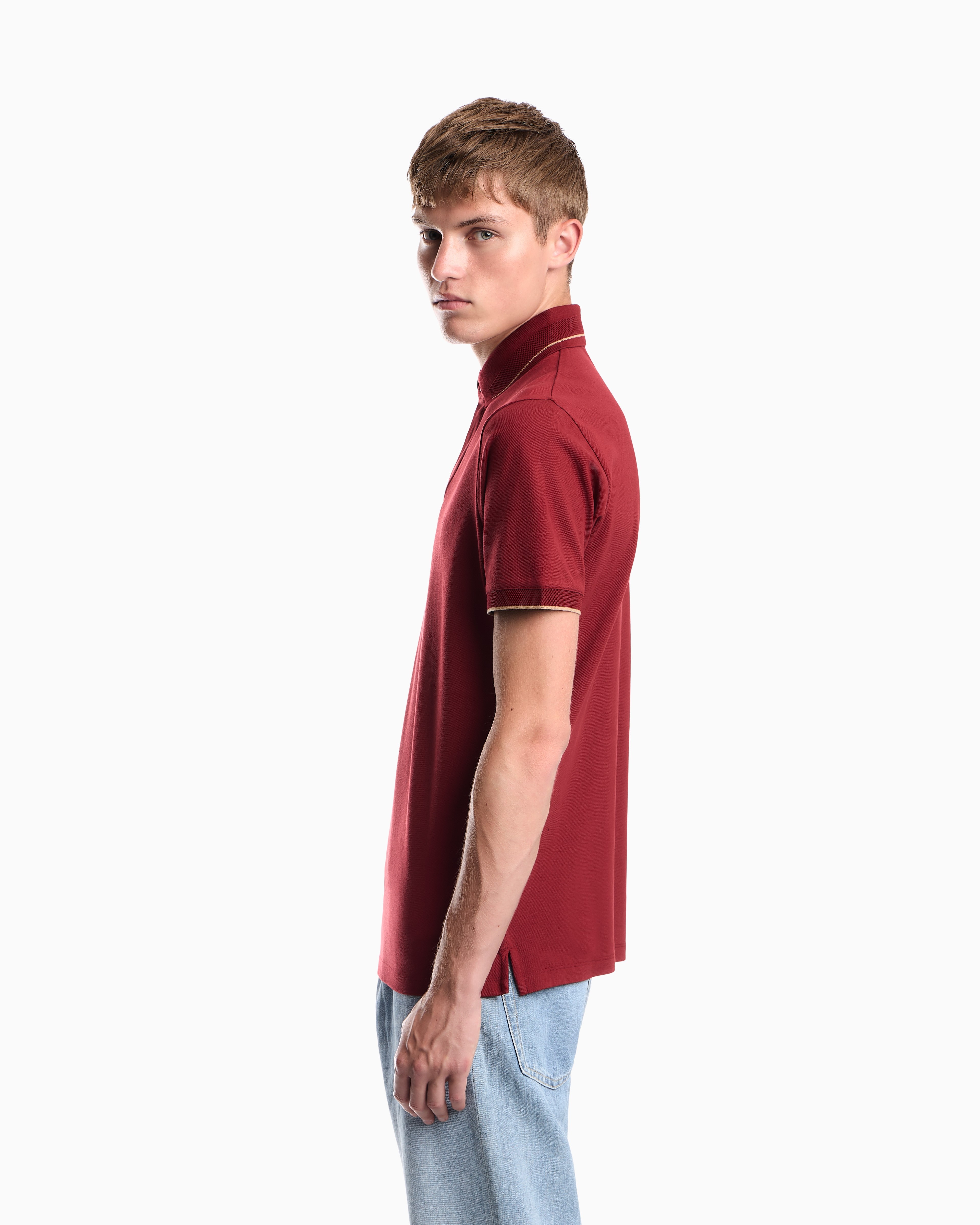 Emporio Armani Emporıo Armani Erkek Normal Kesim Kartal Logo İşlemeli Pamuklu Pike Kumaşlı Kısa Kollu Kırmızı Polo Yaka T-Shirt EM006625 AF12955-U5087