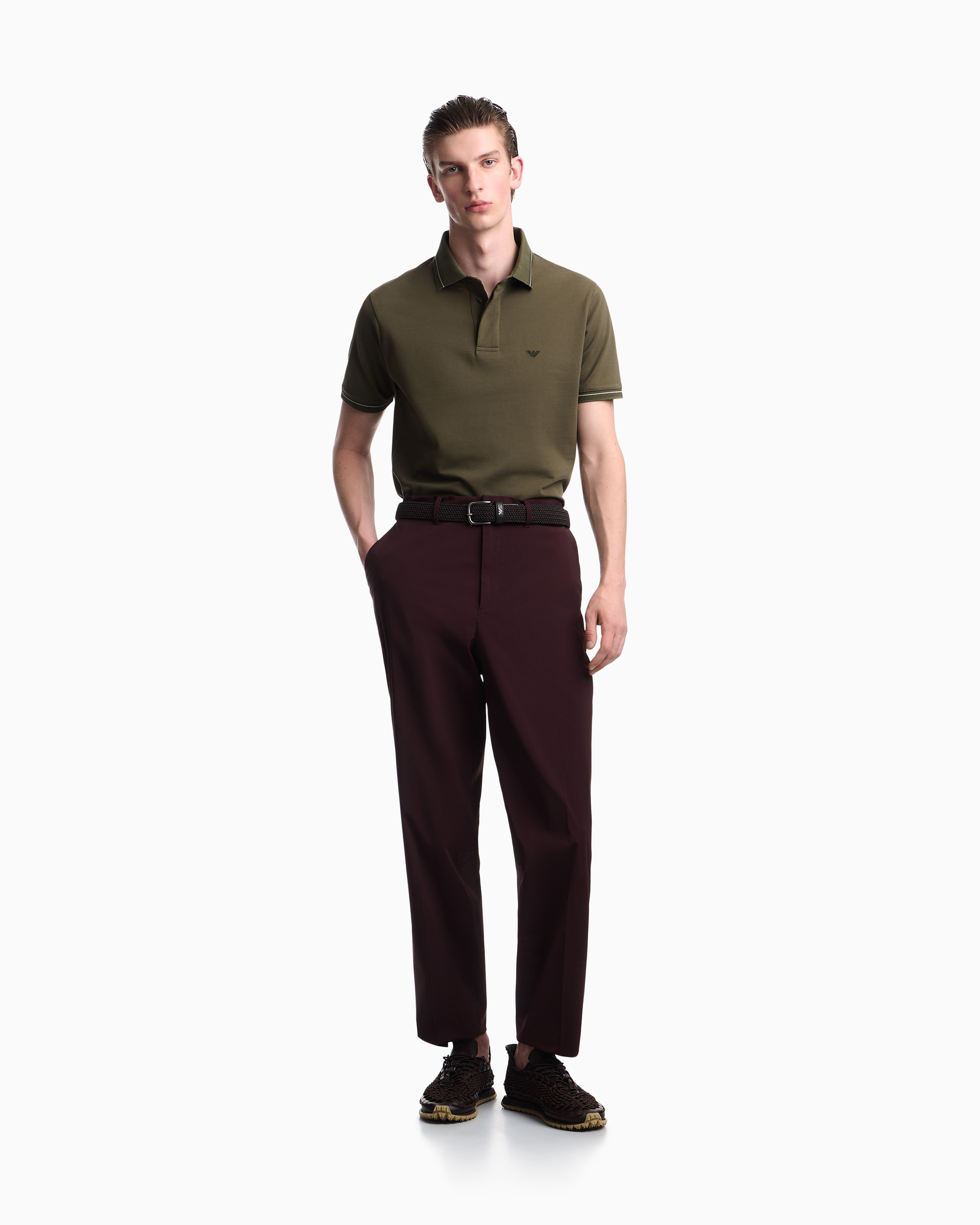 Emporio Armani Emporıo Armani Erkek Normal Kesim Kartal Logo İşlemeli Pamuklu Pike Kumaşlı Kısa Kollu Yeşil Polo Yaka T-Shirt EM006625 AF12955-U7046