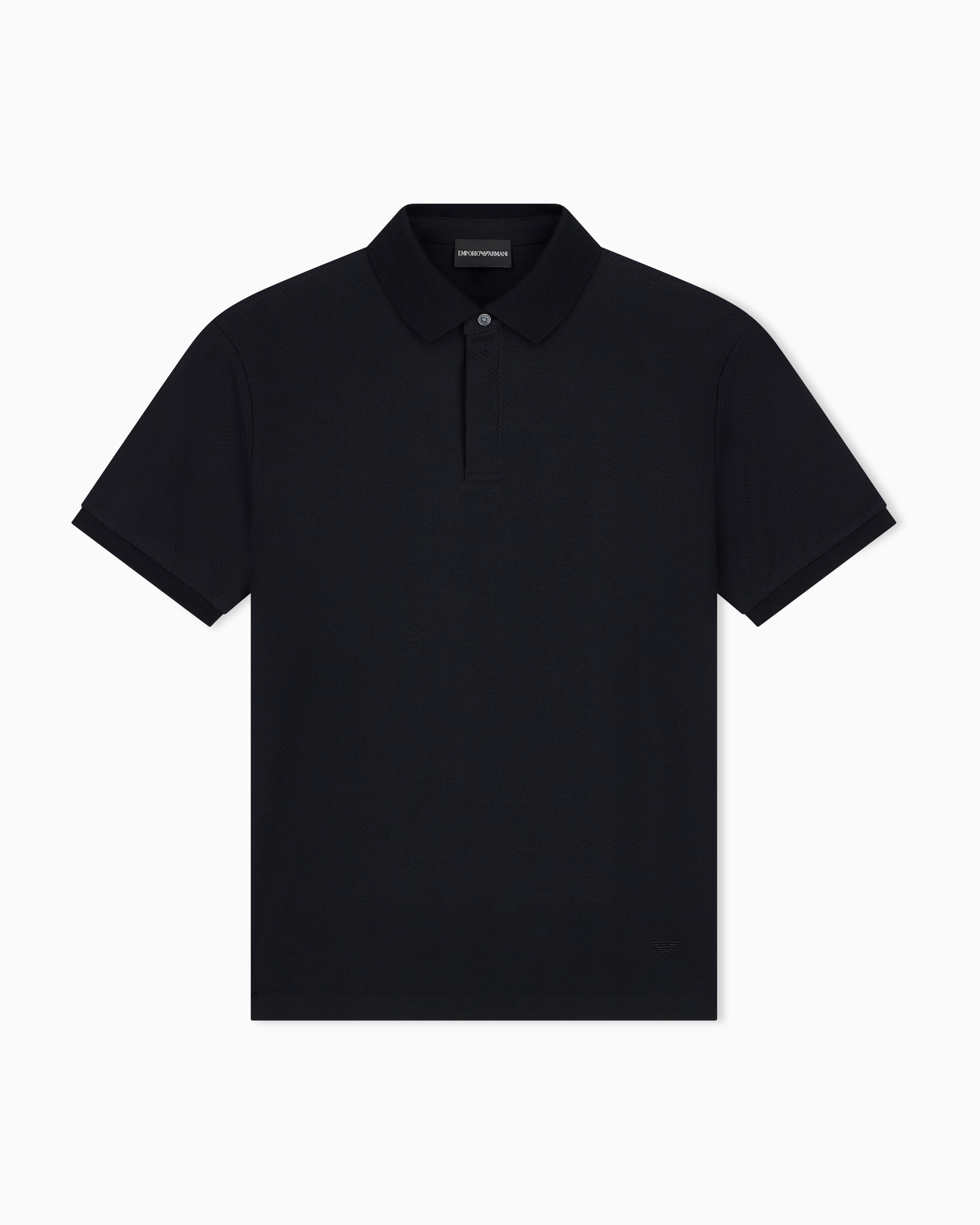 Emporio Armani Emporıo Armani Erkek Normal KEsim Pamuklu Jakarlı Jarse Kumaş Kısa Kollu Siyah Polo Yaka T-Shirt EM007039 AF10762-FC328