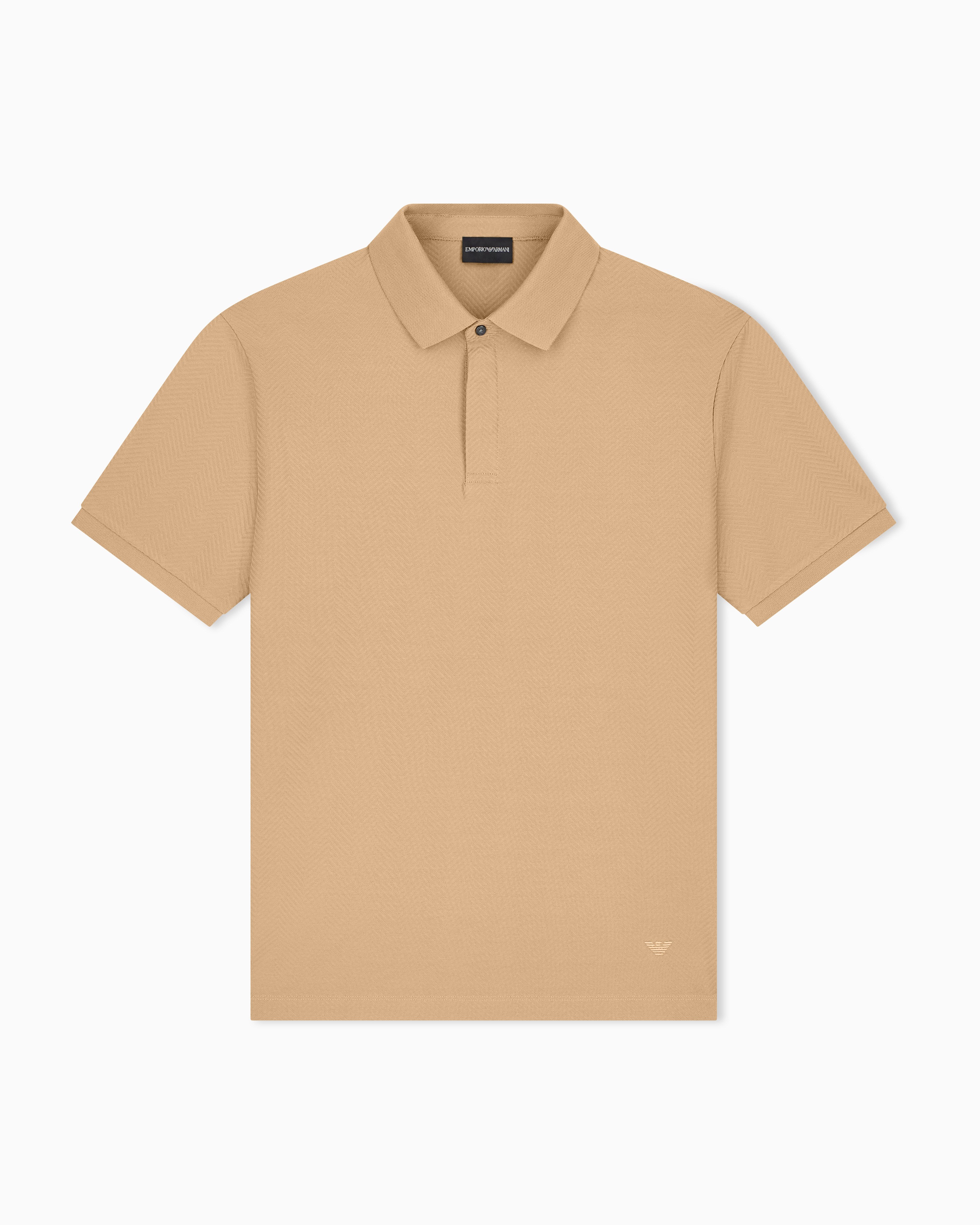 Emporio Armani Emporıo Armani Erkek Normal KEsim Pamuklu Jakarlı Jarse Kumaş Kısa Kollu Bej Polo Yaka T-Shirt EM007039 AF10762-F6245