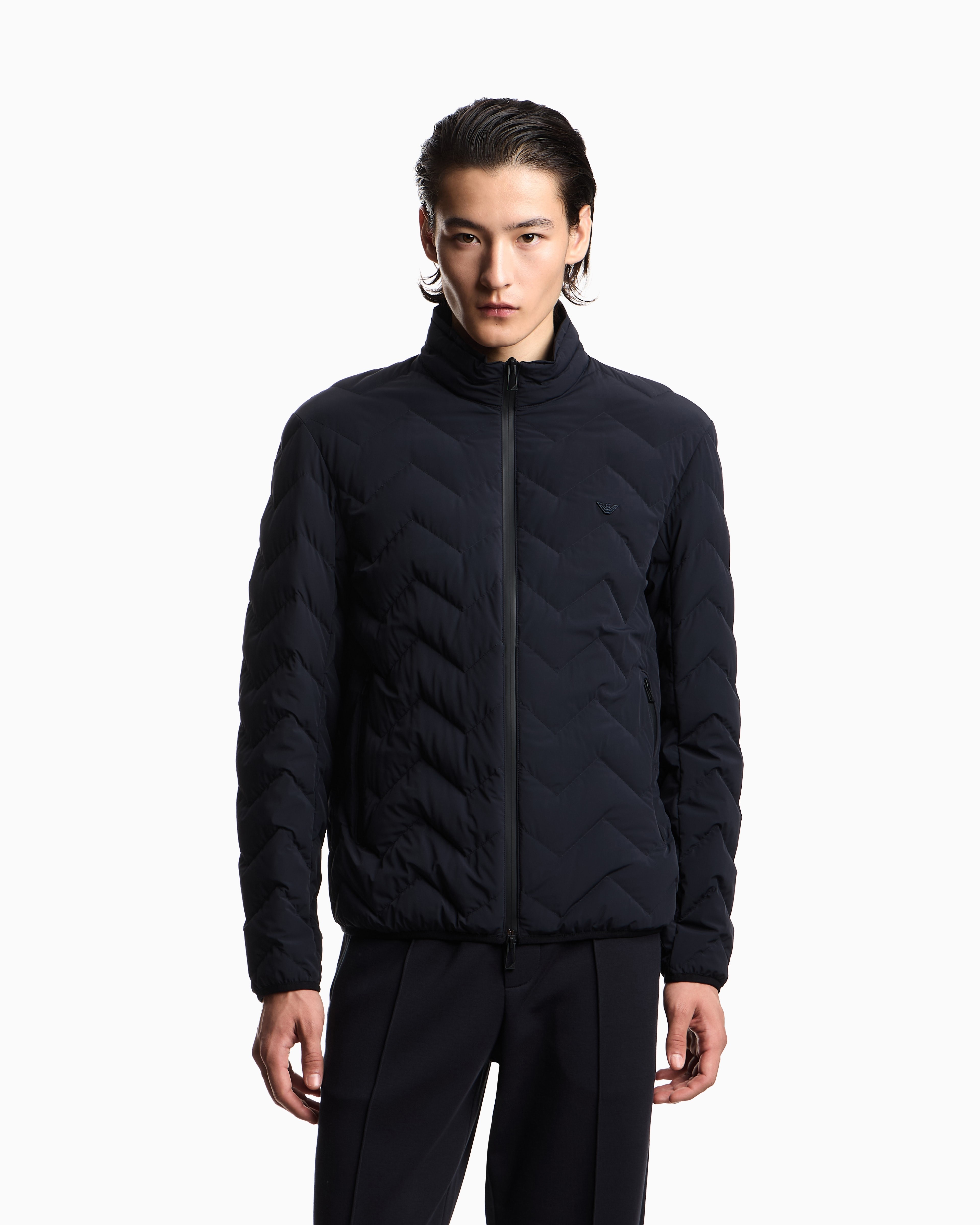 Emporio Armani Emporıo Armani Erkek Normal Kesim Dik Yaka Kapitoneli Lacivert Ceket EM004947 AF18499-UB118