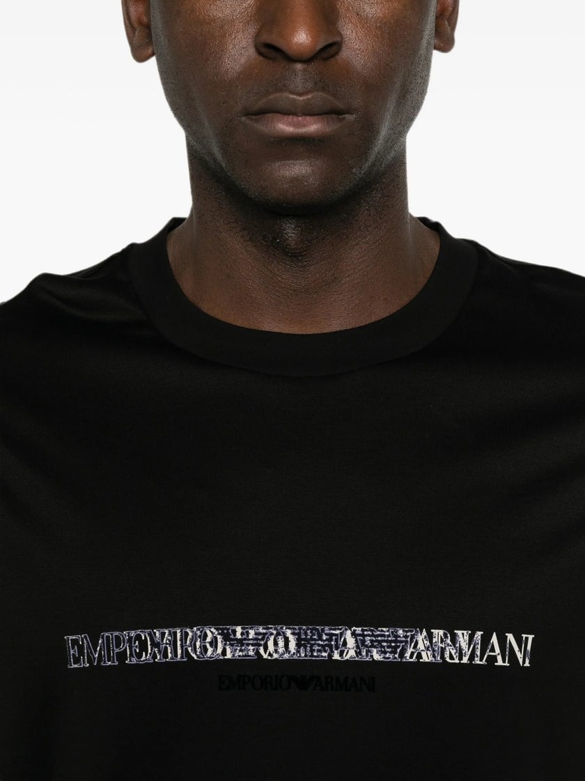 Emporio Armani Emporıo Armani Erkek Normal Kalıp Logo İşlemeli Kısa Kollu Siyah T-Shirt EM007353 AF10017-MC721