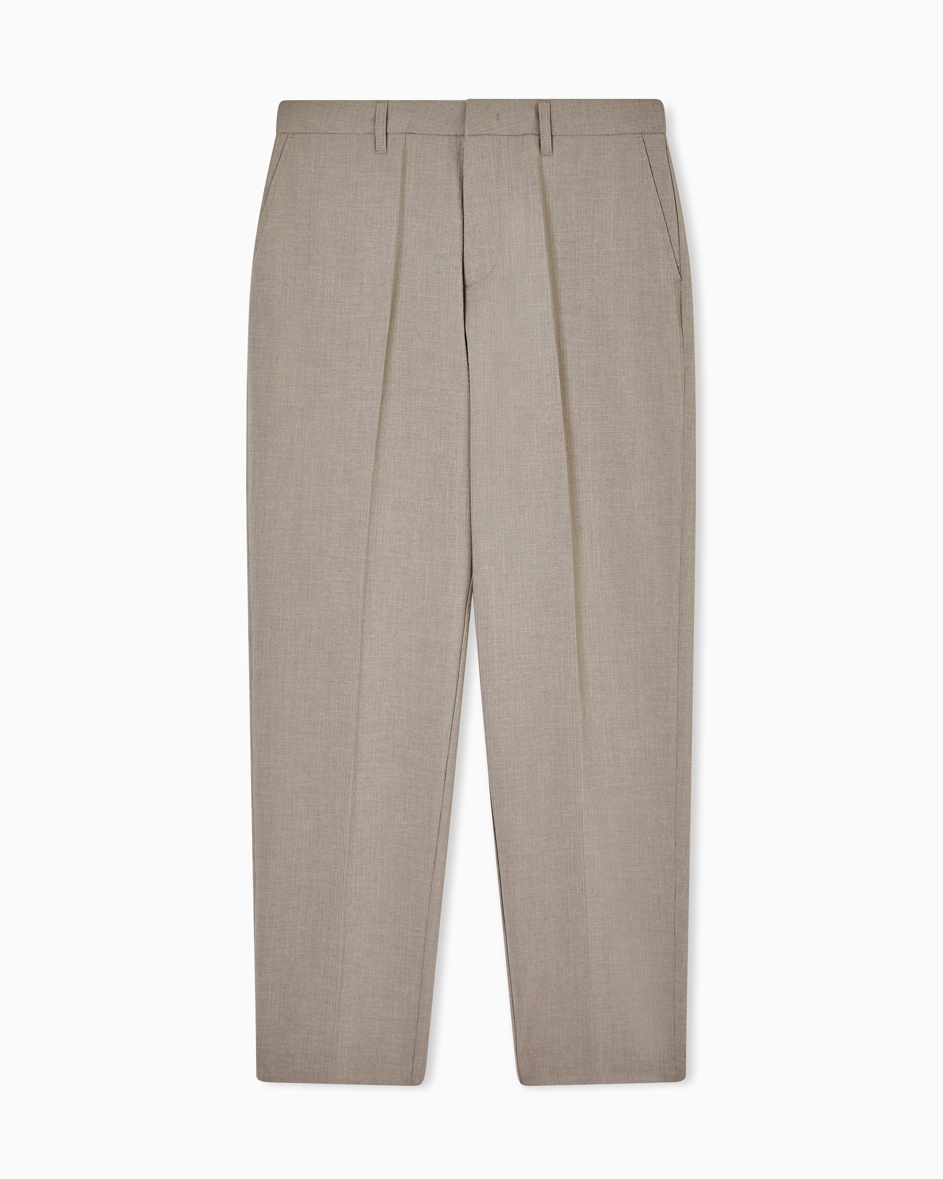 Emporio Armani Emporıo Armani Erkek Normal Kesim Pileli Dokulu Düz Paça Bej Pantolon EM005901 AF13674-U6161