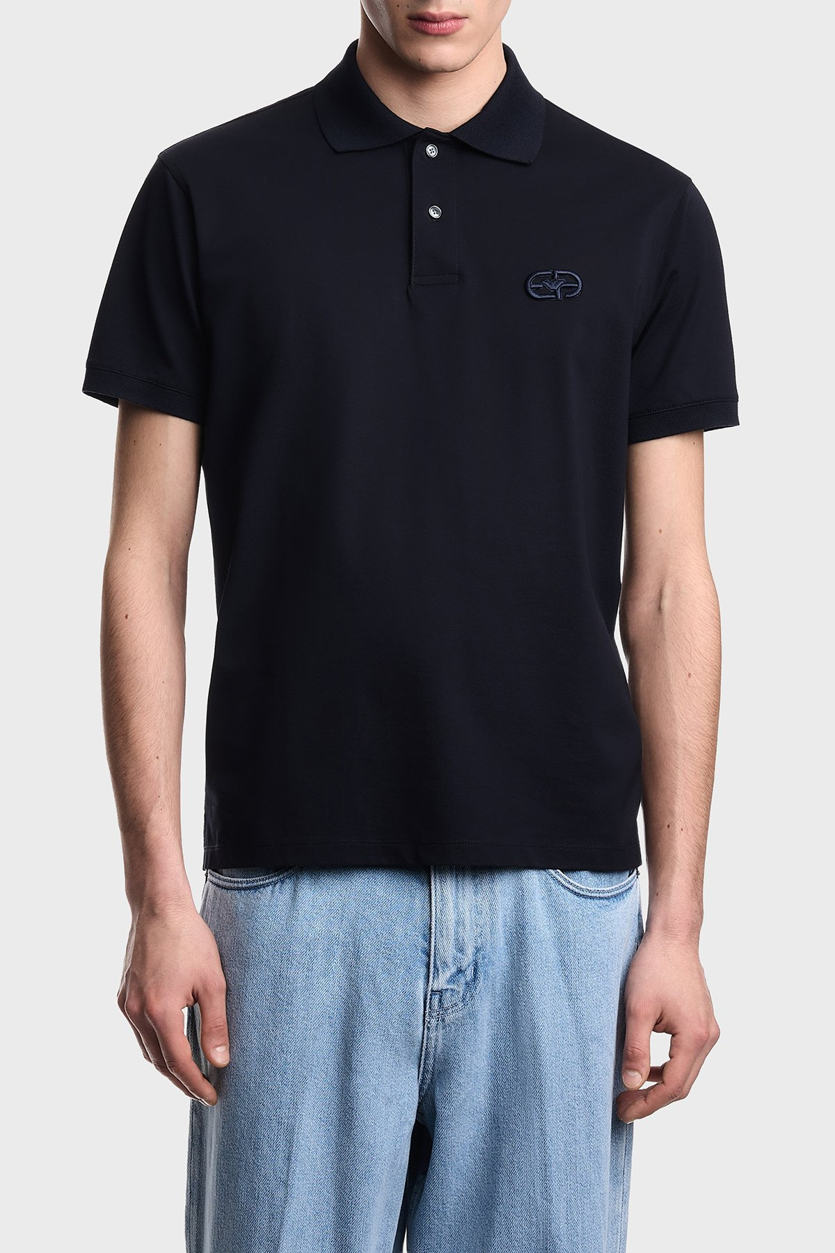 Emporio Armani Emporıo Armani Erkek Normal Kesim Pamuklu Logo Kabartmalı Kısa Kollu Lacivert Polo Yaka T-Shirt EM004579 AF13742-UB118