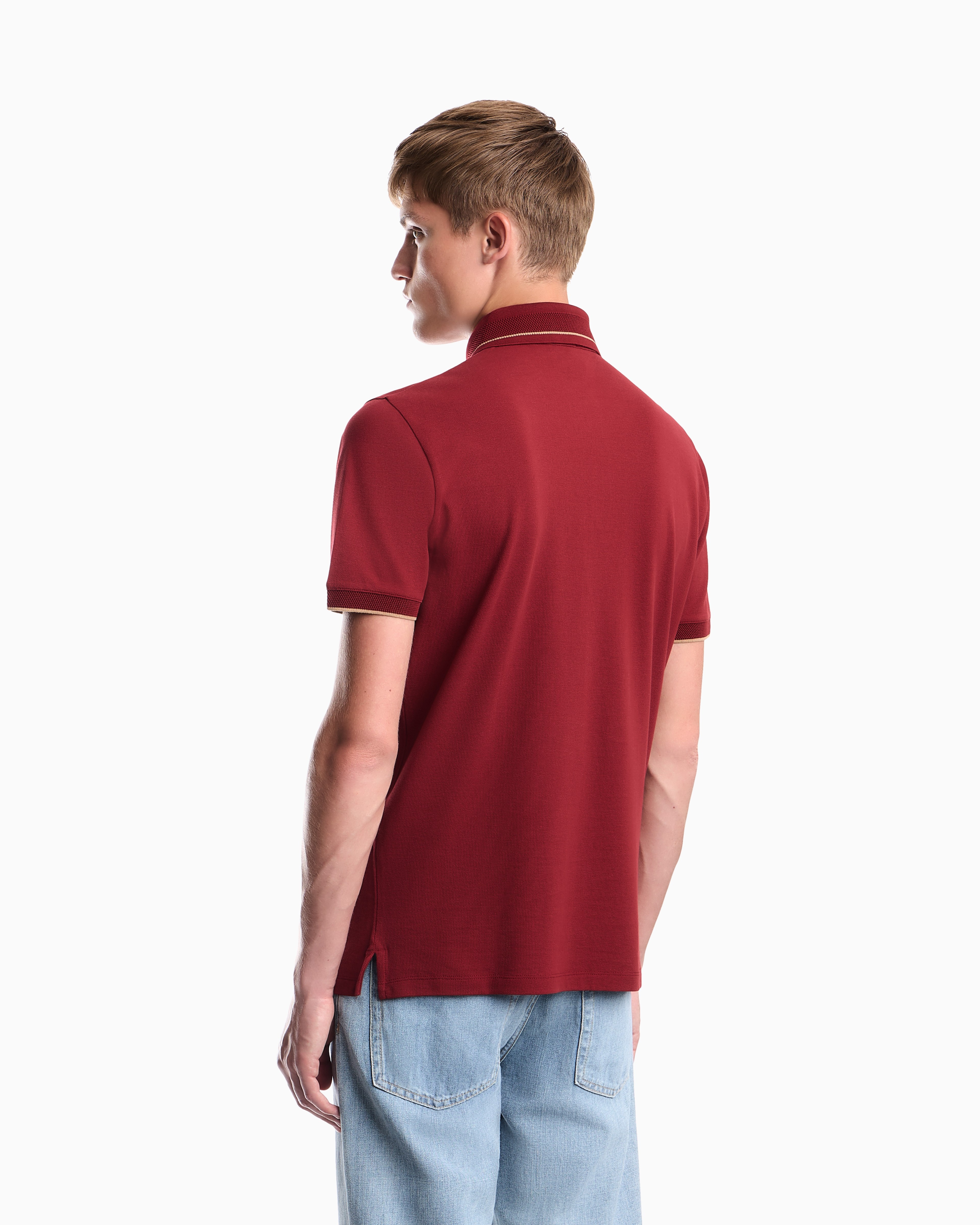Emporio Armani Emporıo Armani Erkek Normal Kesim Kartal Logo İşlemeli Pamuklu Pike Kumaşlı Kısa Kollu Kırmızı Polo Yaka T-Shirt EM006625 AF12955-U5087