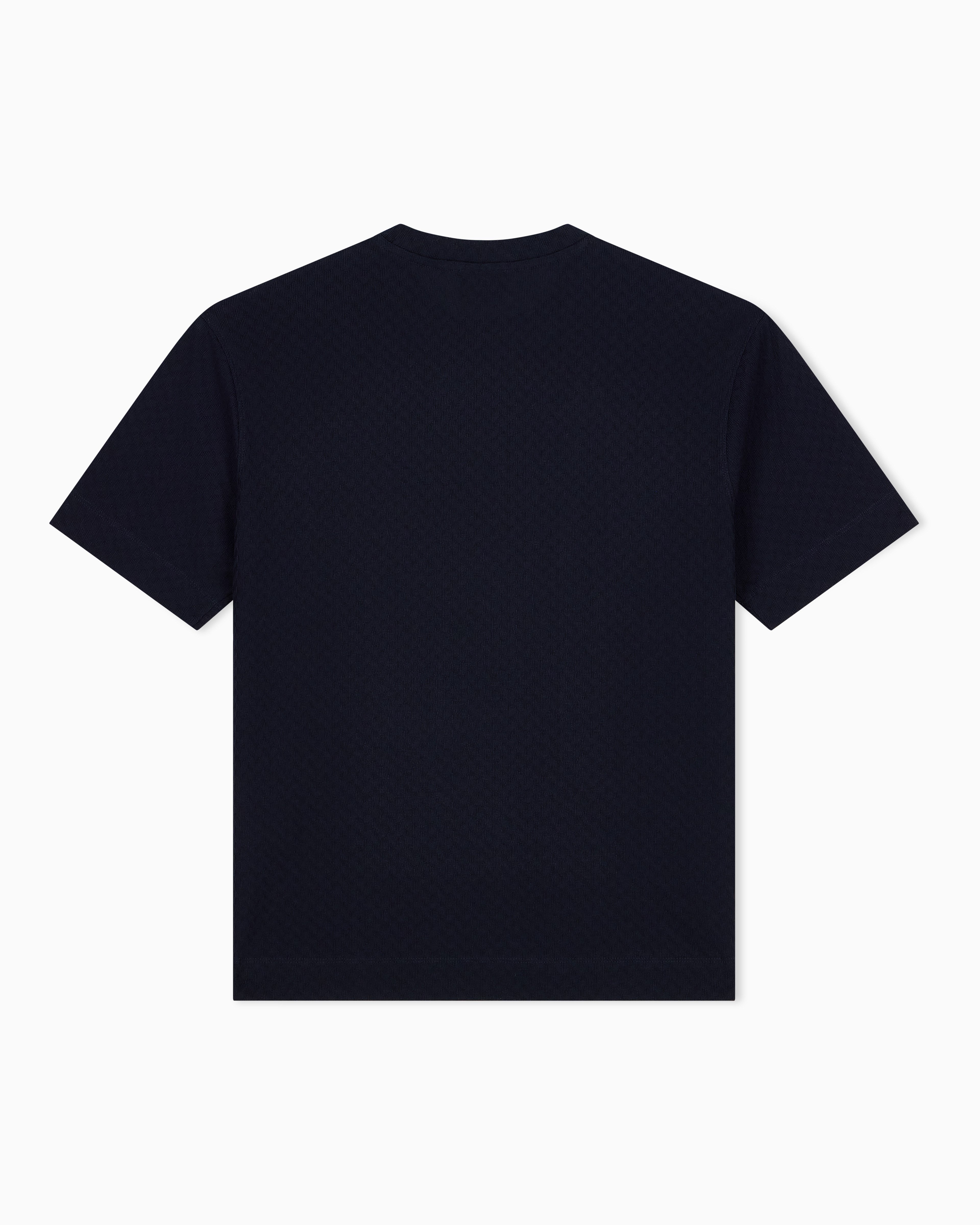 Emporio Armani Emporıo Armani Erkek Normal Kesim Pamuklu Jakarlı Jarse Kumaş Kısa Kollu Lacivert T-Shirt EM007038 AF10762-FB561