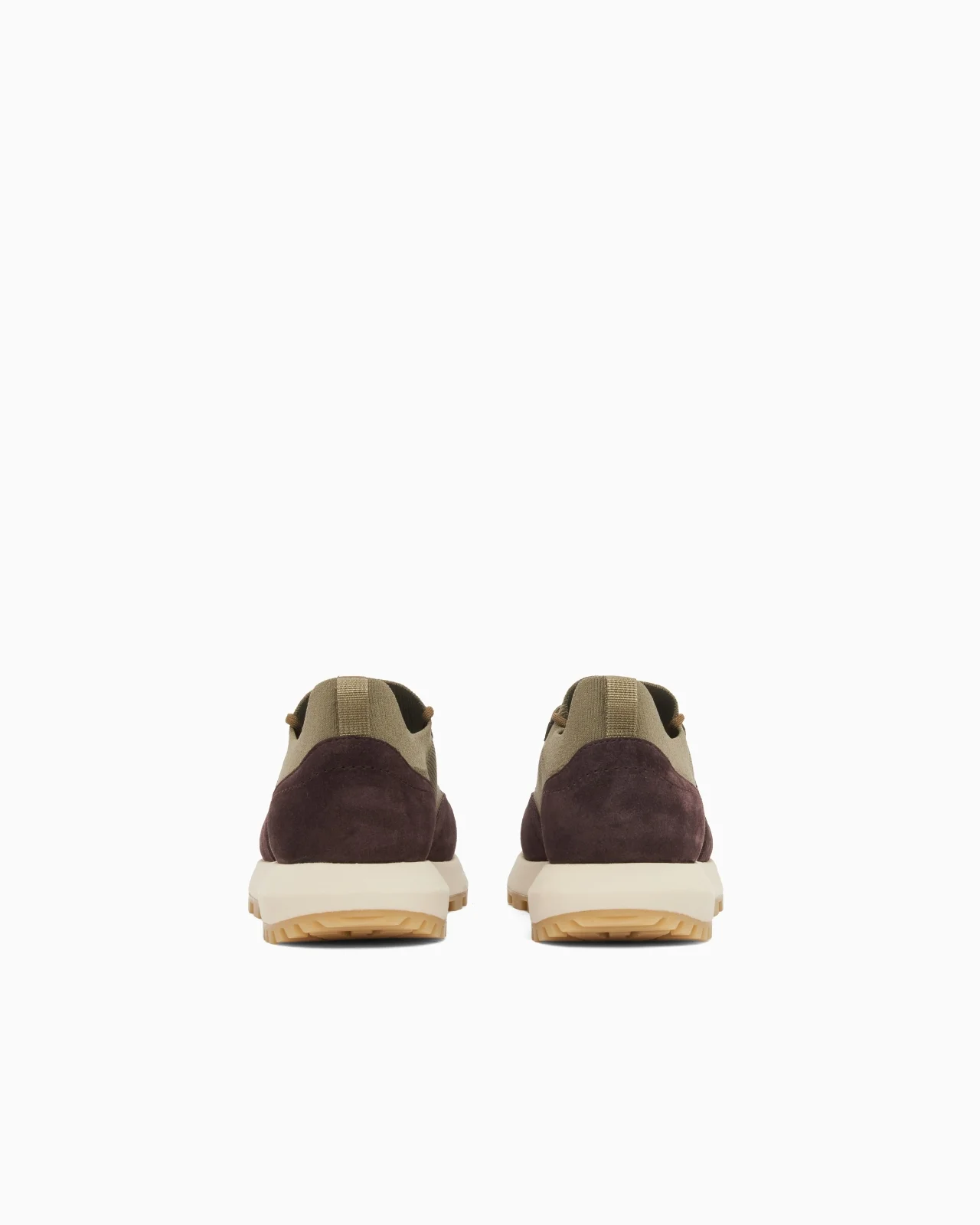 Emporio Armani Emporıo Armani Erkek Örme ve Süet Detaylı Burunlu Kartal Logolu Yuvarlak Haki Sneaker EM003739 AF19724-MZ783