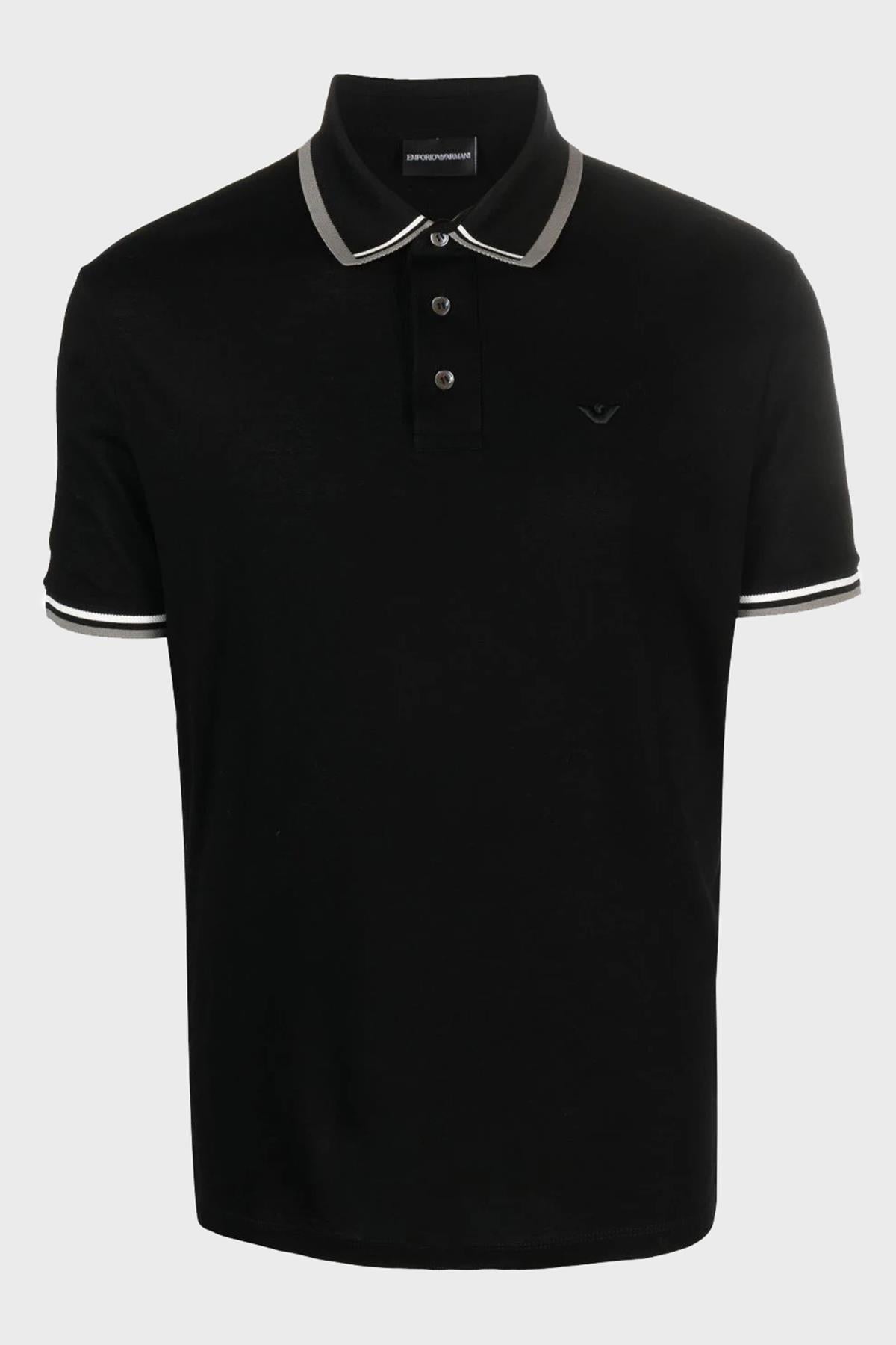 Emporio Armani Emporıo Armani Erkek Pamuklu Kısa Kollu Günlük Siyah Polo Yaka T-Shirt 6R1F82 1JTKZ-0999