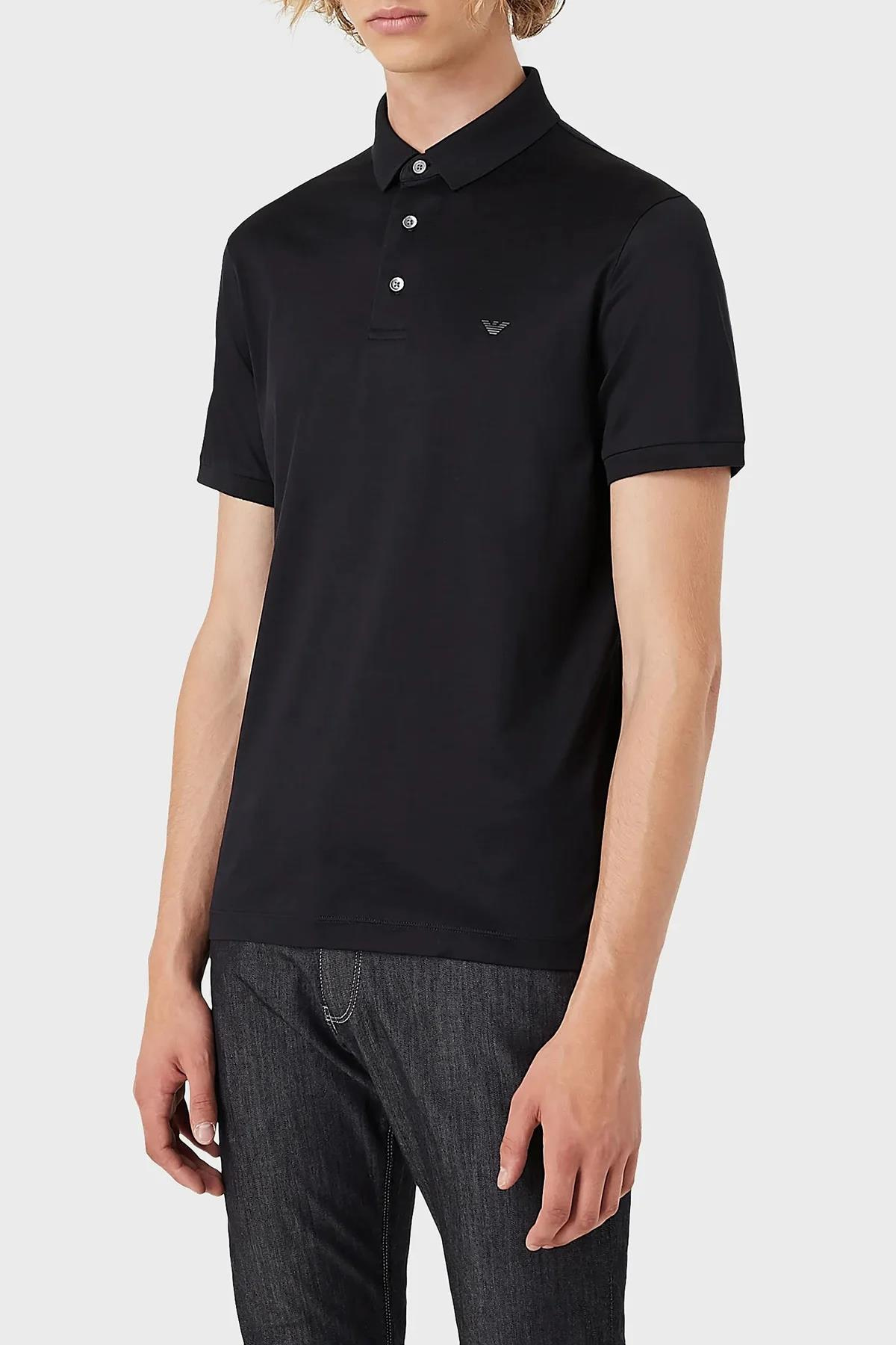 Emporio Armani Emporıo Armani Erkek Pamuklu Jersey Kumaş Marka Logolu Lacivert Polo Yaka T-Shirt 8N1F96 1JUVZ-0920