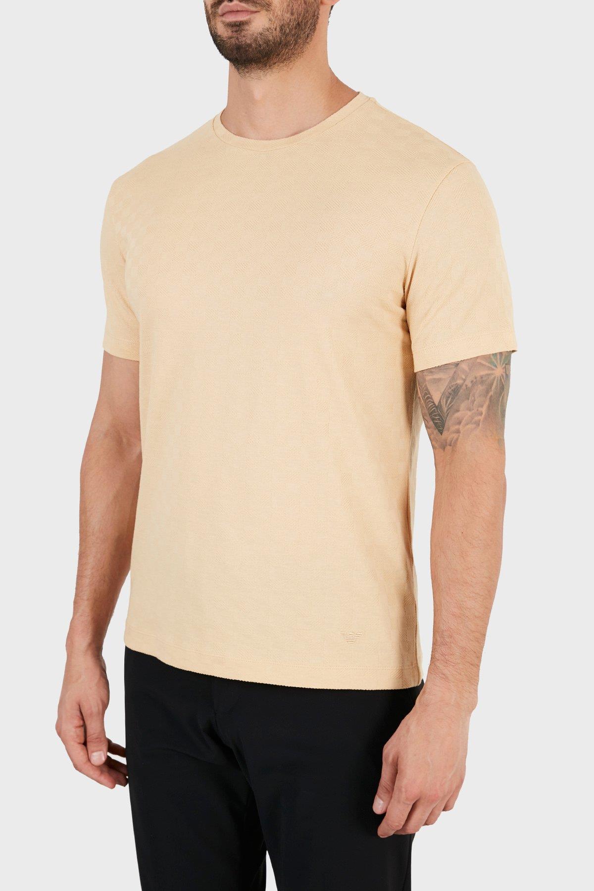 Emporio Armani Emporıo Armani Erkek Pamuklu Marka Logolu Bisiklet Yaka Bej T-Shirt 3K1T7P 1JM8Z-112