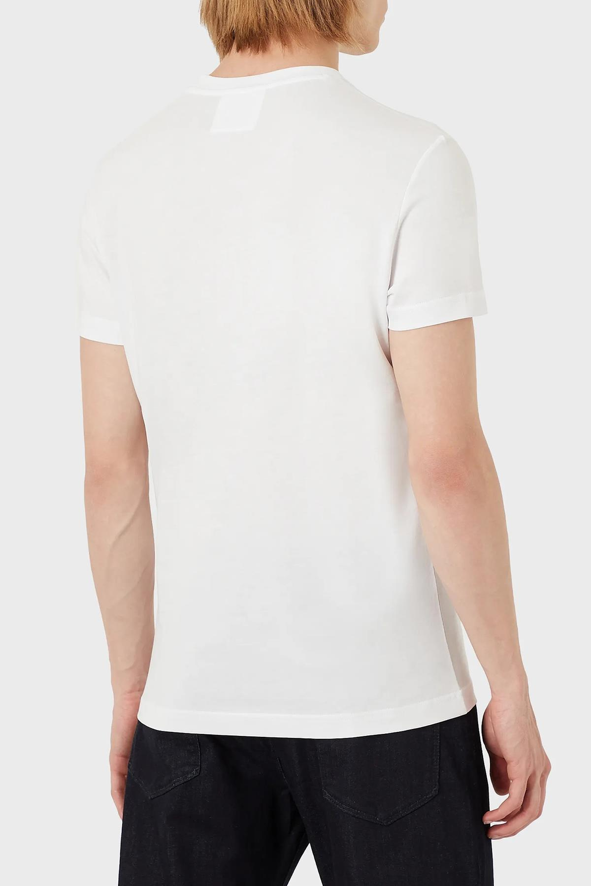 Emporio Armani Emporıo Armani Erkek Pamuklu Marka Logolu Yuvarlak Yaka Beyaz T-Shirt 8N1TQ6 1JRGZ-0100