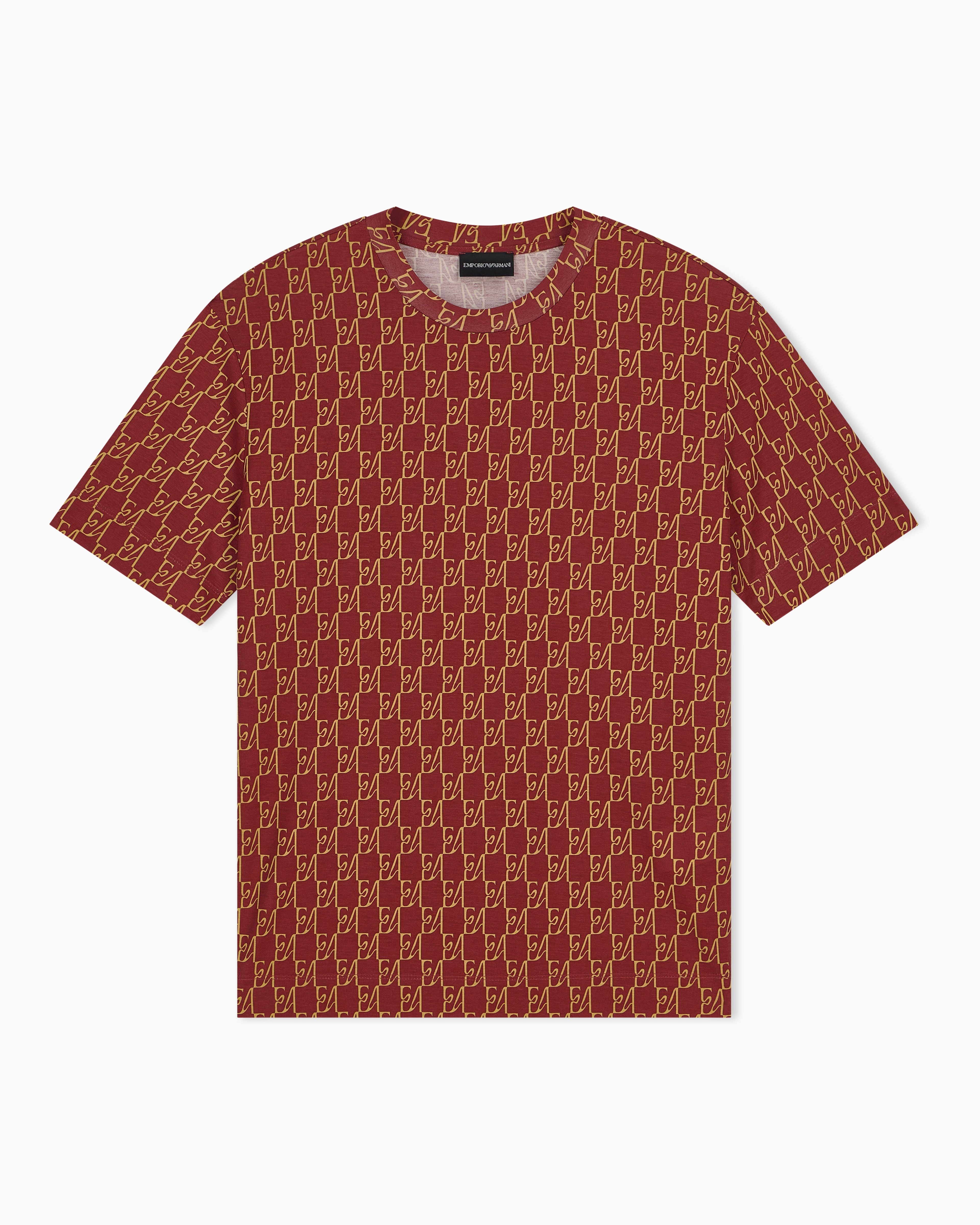 Emporio Armani Emporıo Armani Erkek Pamuklu Jarse Kumaş Normal Kesim Logo İmzalı Kısa Kollu Kırmızı T-Shirt EM006812 AF10017-F5094