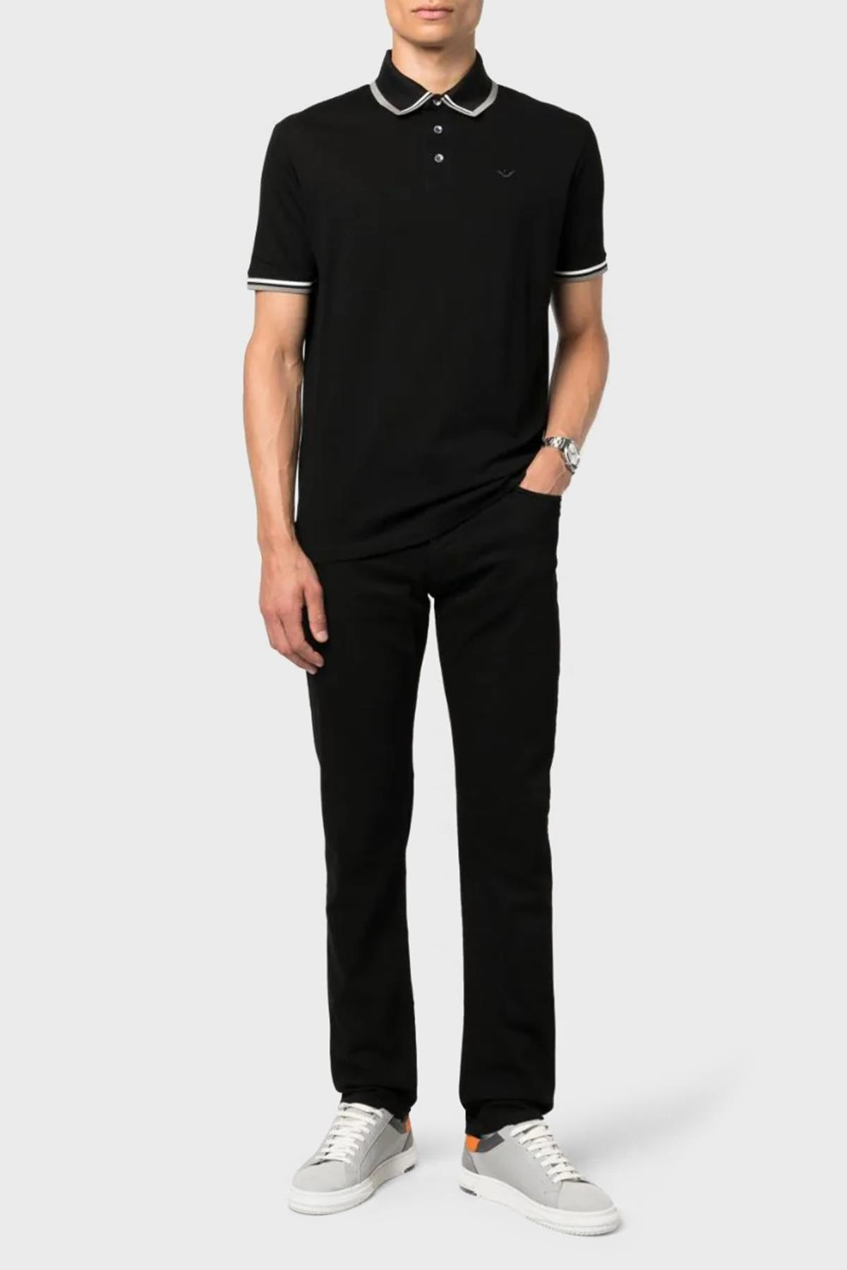 Emporio Armani Emporıo Armani Erkek Pamuklu Kısa Kollu Günlük Siyah Polo Yaka T-Shirt 6R1F82 1JTKZ-0999