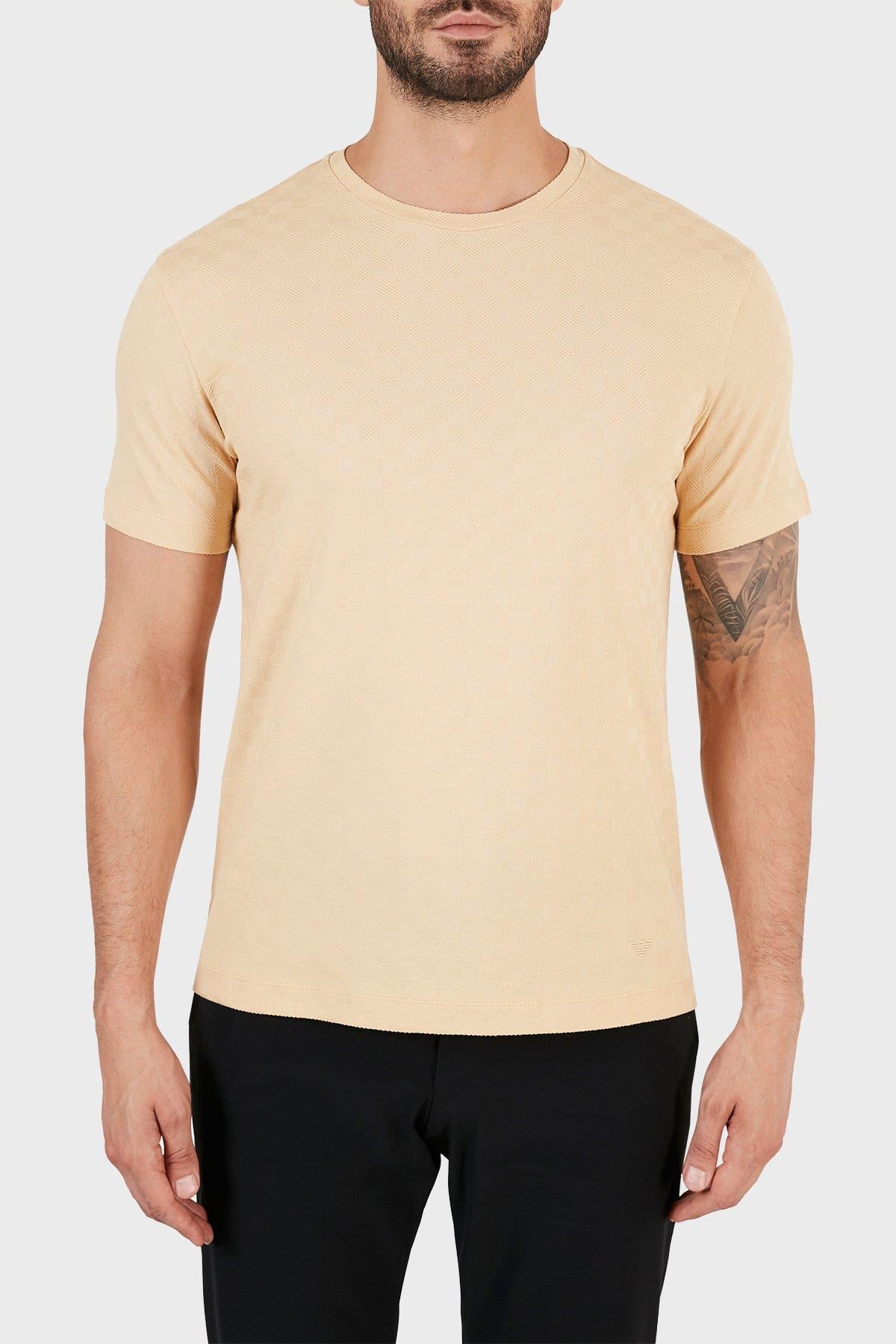 Emporio Armani Emporıo Armani Erkek Pamuklu Marka Logolu Bisiklet Yaka Bej T-Shirt 3K1T7P 1JM8Z-112