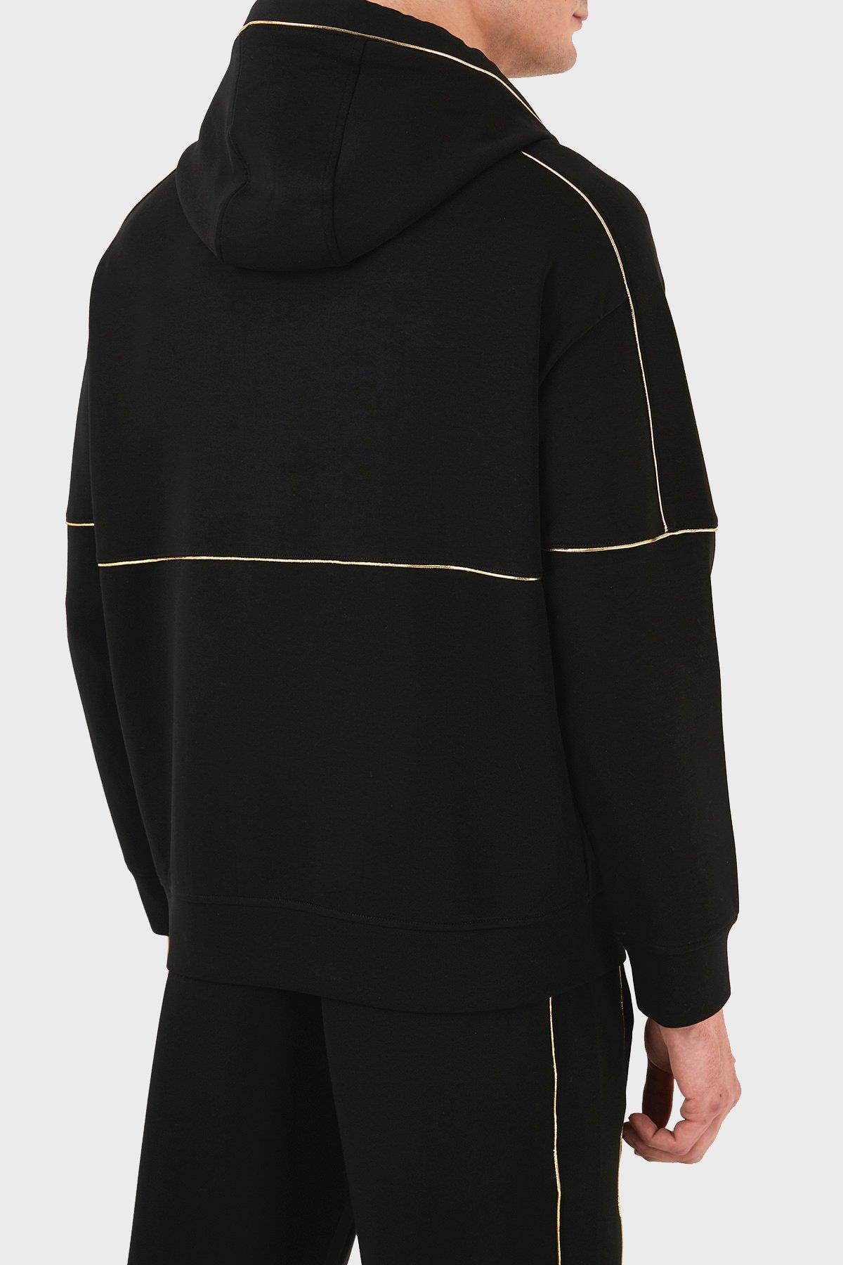 Emporio Armani Emporıo Armani Erkek Pamuklu Jersey Kumaş Marka Logolu Siyah Ceket 3R1MBU 1JHSZ-0999